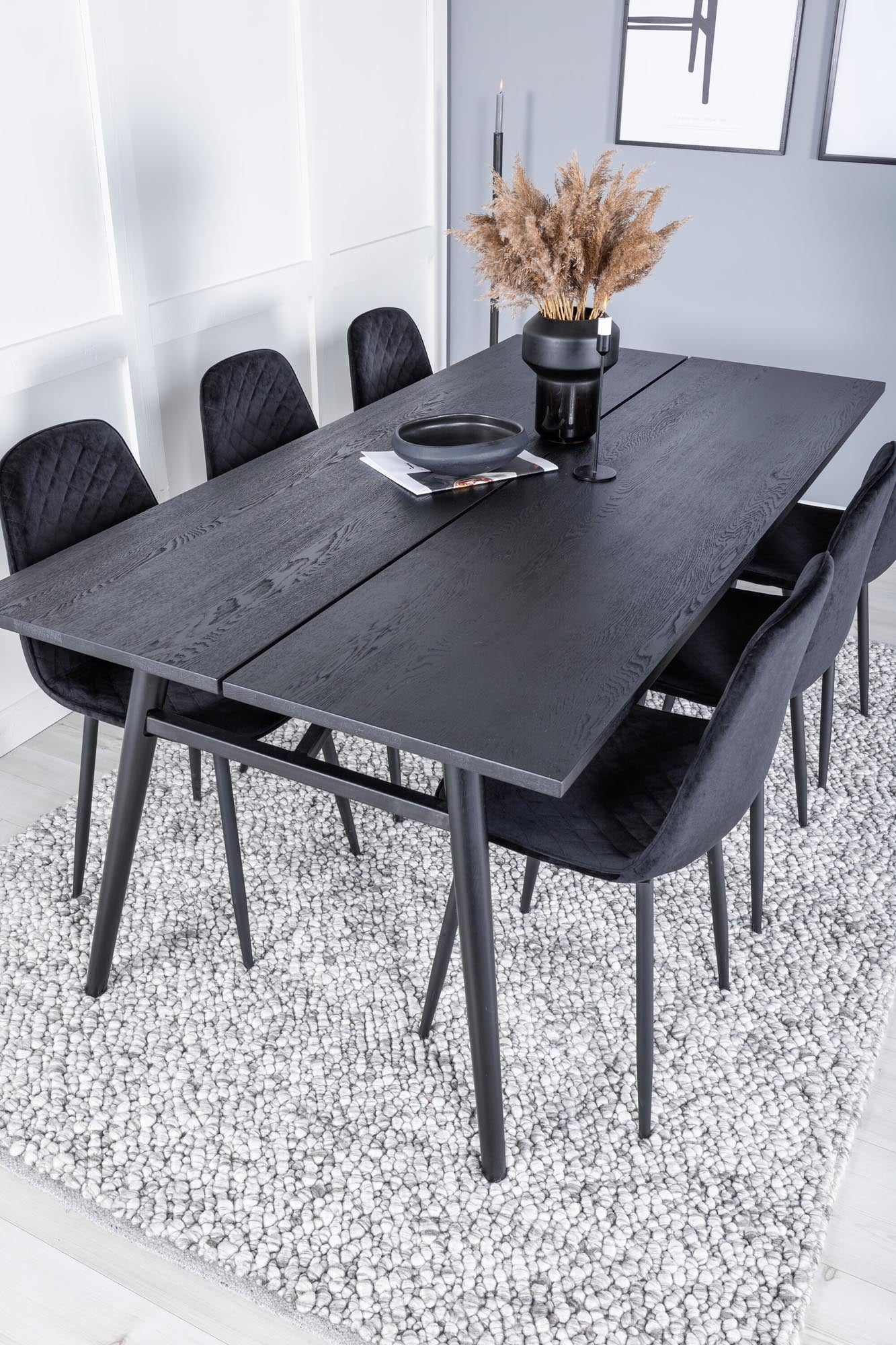 Sleek Esszimmerset ausziehbar + Polar 195cm/6St. in Schwarz präsentiert im Onlineshop von KAQTU Design AG. Esszimmerset ist von Venture Home
