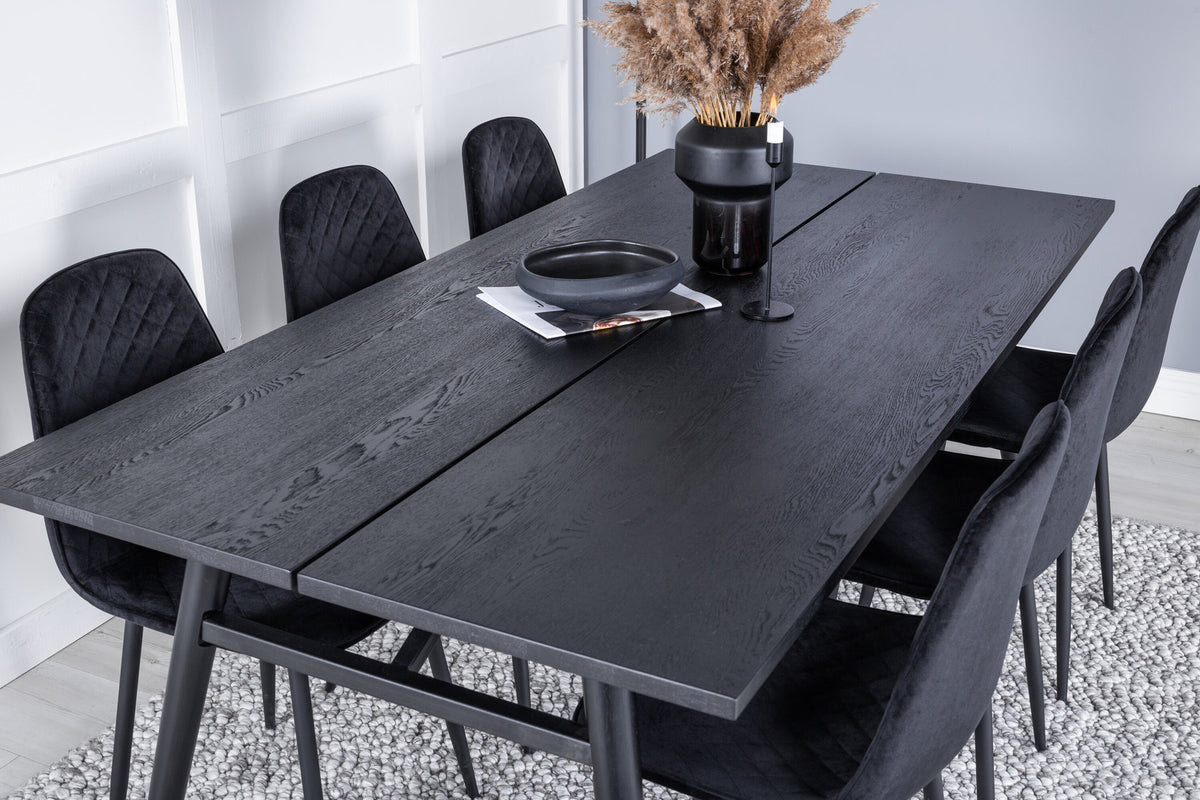Sleek Esszimmerset ausziehbar + Polar 195cm/6St. in Schwarz präsentiert im Onlineshop von KAQTU Design AG. Esszimmerset ist von Venture Home