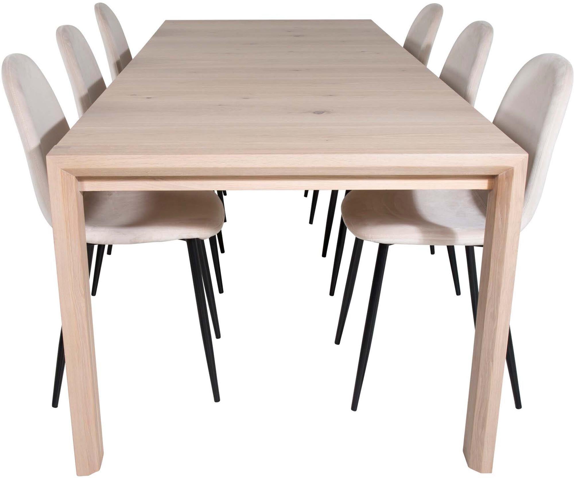 Slider Esszimmerset ausziehbar + Polar 170cm/6St. in Beige, Schwarz präsentiert im Onlineshop von KAQTU Design AG. Esszimmerset ist von Venture Home