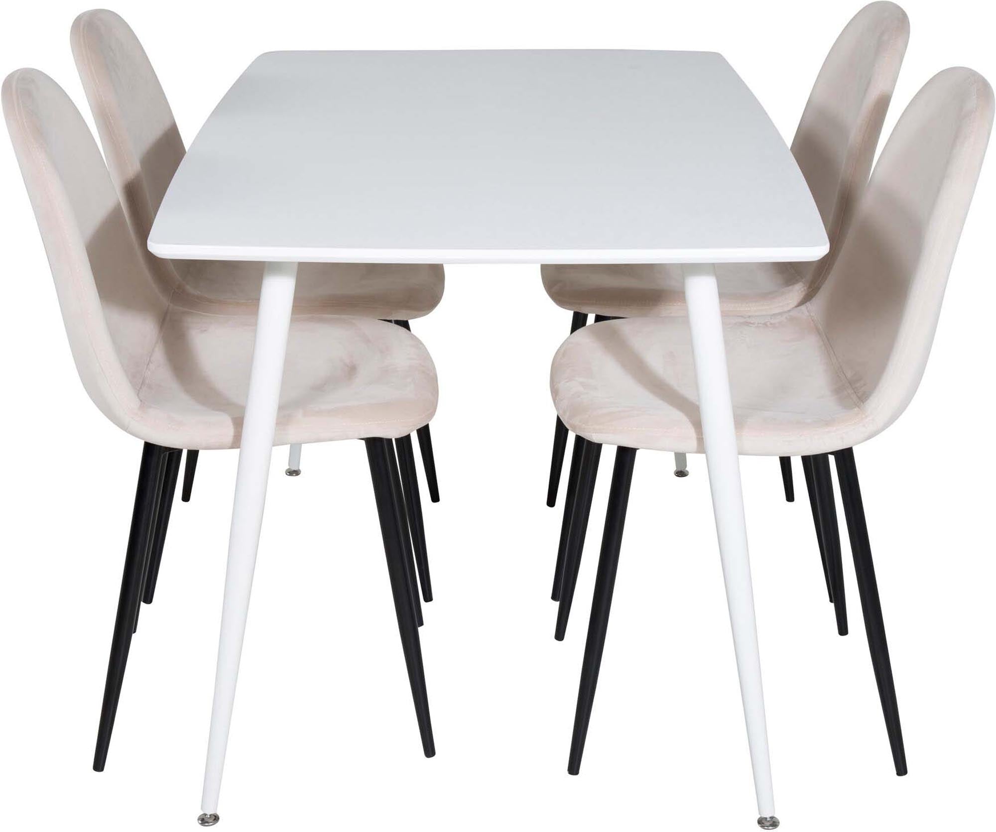 Polar Esszimmerset + Polar 120cm/4St. in Weiss / Beige / Schwarz präsentiert im Onlineshop von KAQTU Design AG. Esszimmerset ist von Venture Home