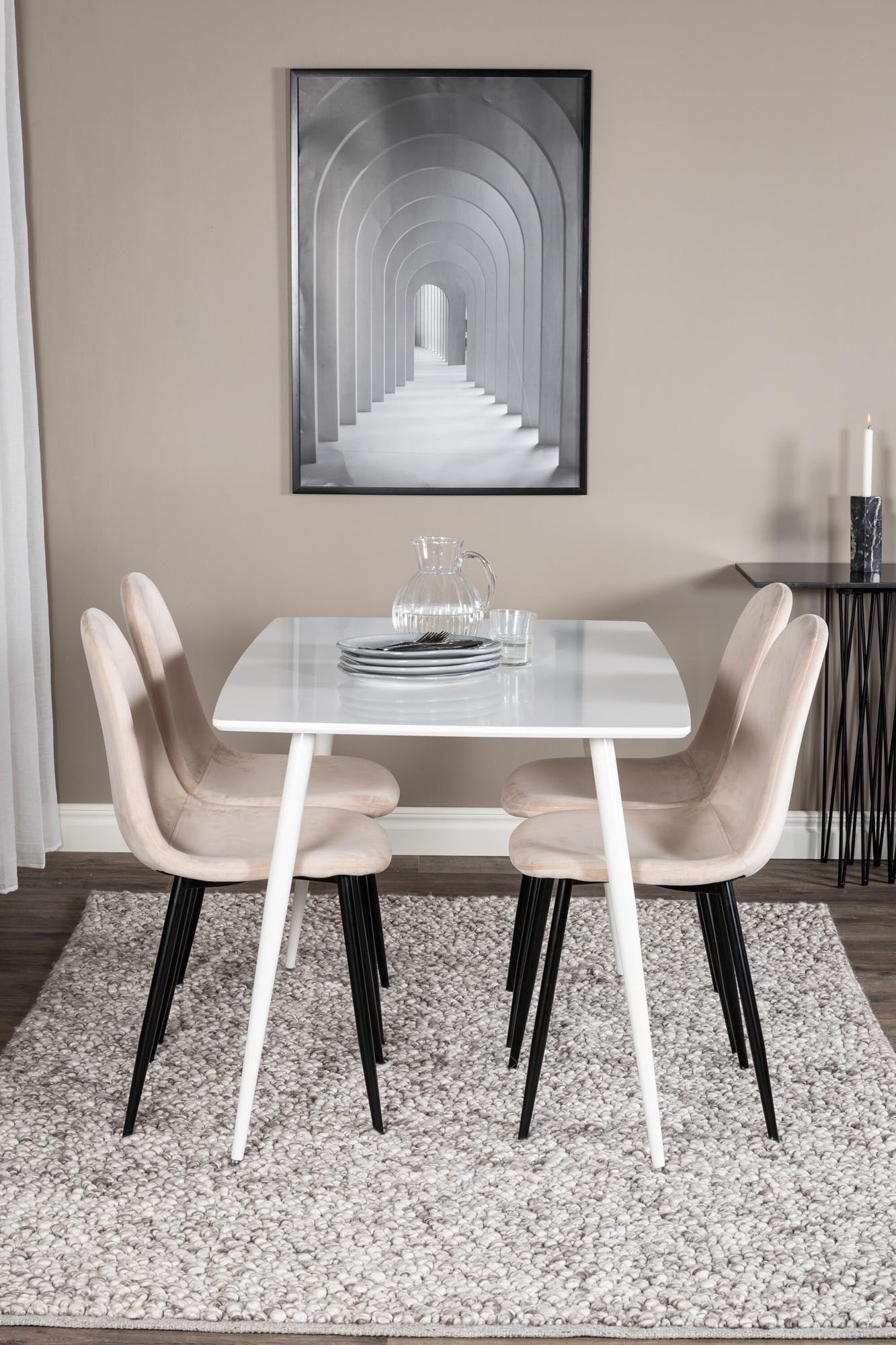 Polar Esszimmerset + Polar 120cm/4St. in Weiss / Beige / Schwarz präsentiert im Onlineshop von KAQTU Design AG. Esszimmerset ist von Venture Home