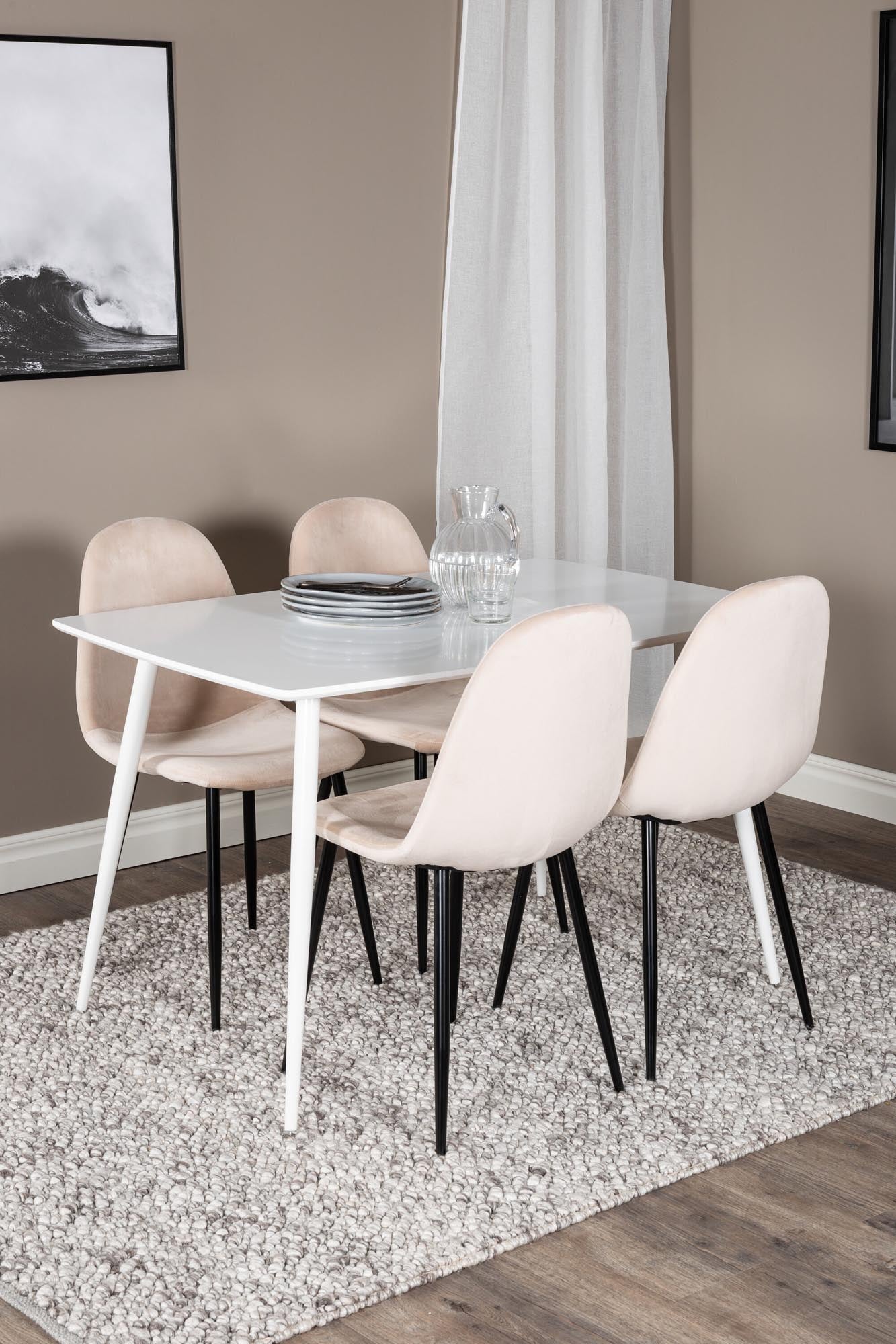 Polar Esszimmerset + Polar 120cm/4St. in Weiss / Beige / Schwarz präsentiert im Onlineshop von KAQTU Design AG. Esszimmerset ist von Venture Home