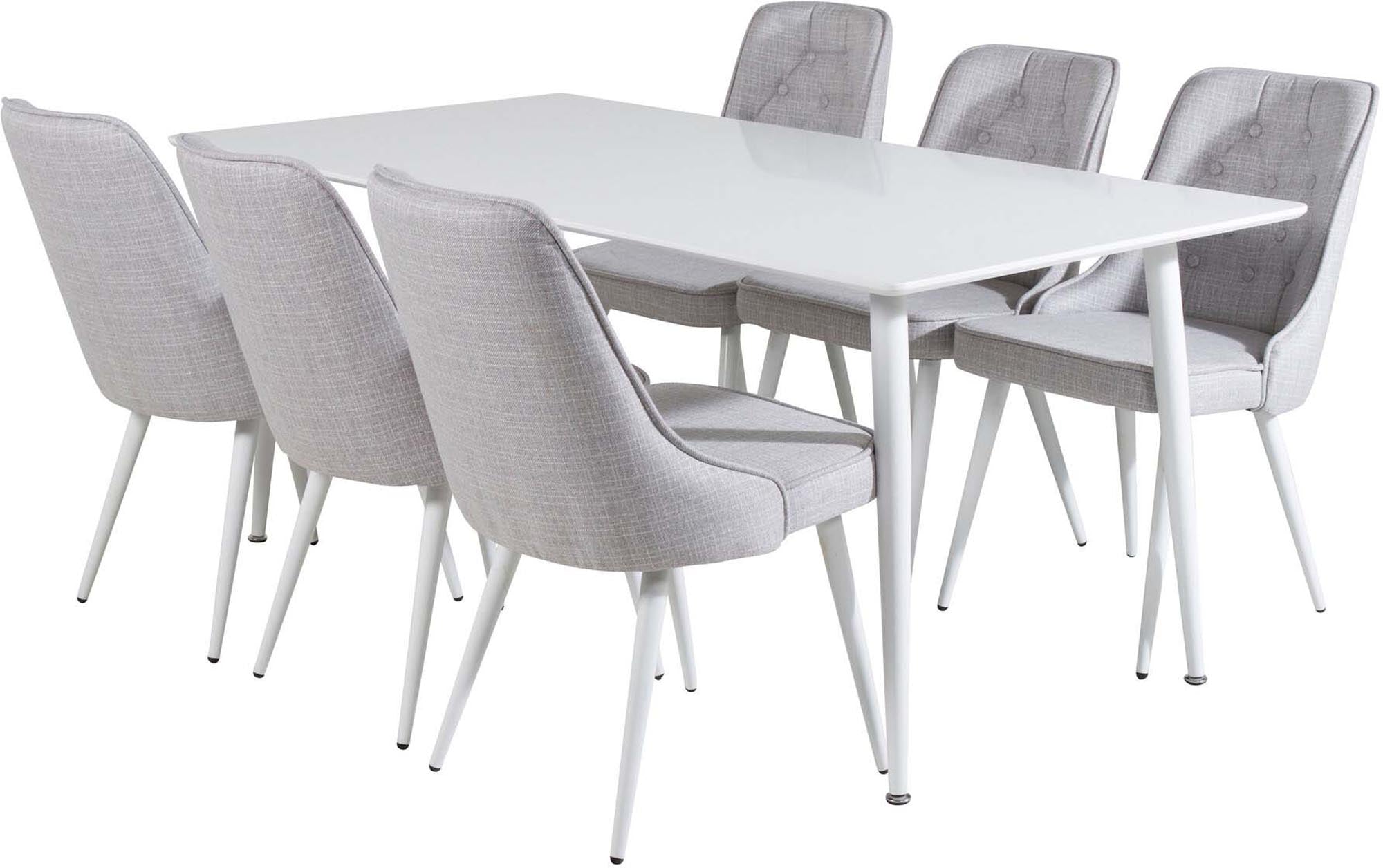 Polar Esszimmerset + Velvet Deluxe 180cm/6St. in Weiss präsentiert im Onlineshop von KAQTU Design AG. Esszimmerset ist von Venture Home