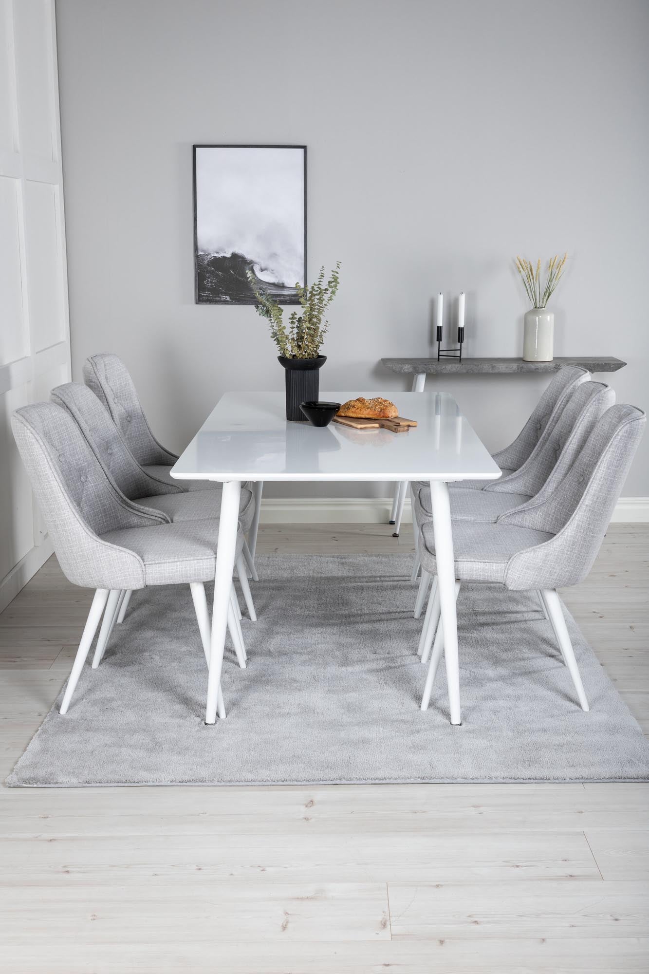 Polar Esszimmerset + Velvet Deluxe 180cm/6St. in Weiss präsentiert im Onlineshop von KAQTU Design AG. Esszimmerset ist von Venture Home