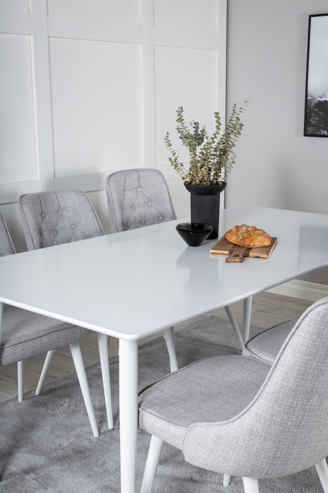 Polar Esszimmerset + Velvet Deluxe 180cm/6St. in Weiss präsentiert im Onlineshop von KAQTU Design AG. Esszimmerset ist von Venture Home