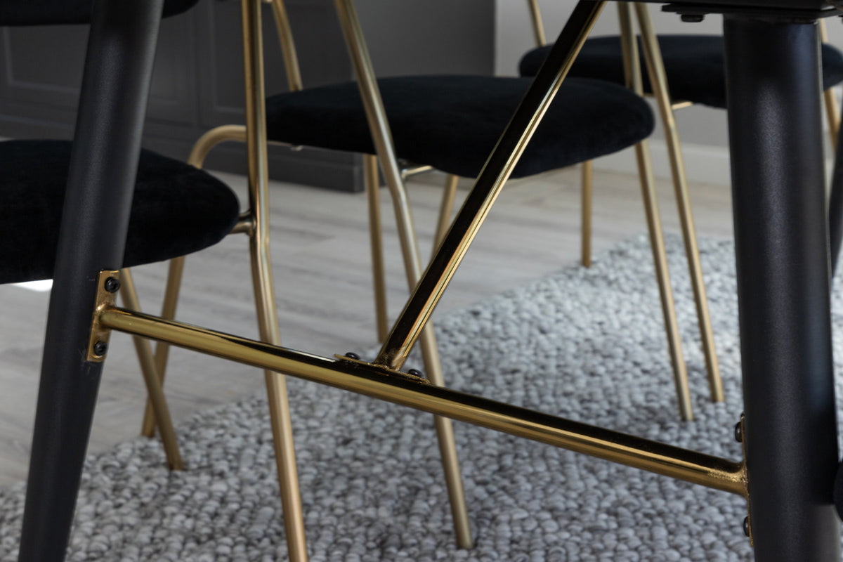 Gold Esszimmerset ausziehbar + Arrow 180cm/6St. in Schwarz / Gold präsentiert im Onlineshop von KAQTU Design AG. Esszimmerset ist von Venture Home