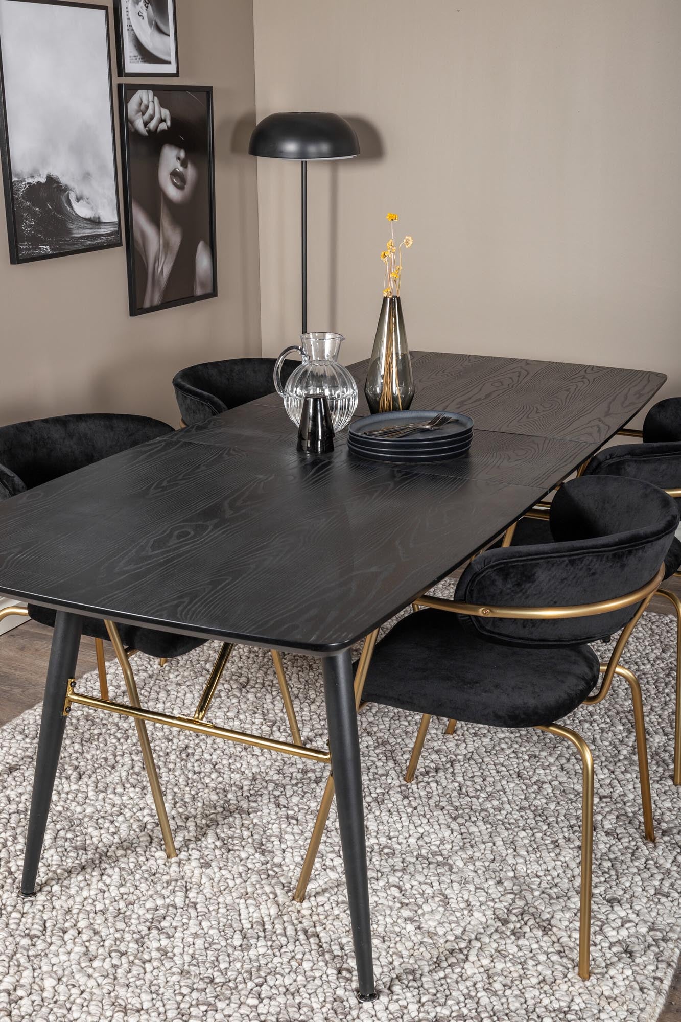Gold Esszimmerset ausziehbar + Arrow 180cm/4St. in Schwarz / Gold präsentiert im Onlineshop von KAQTU Design AG. Esszimmerset ist von Venture Home