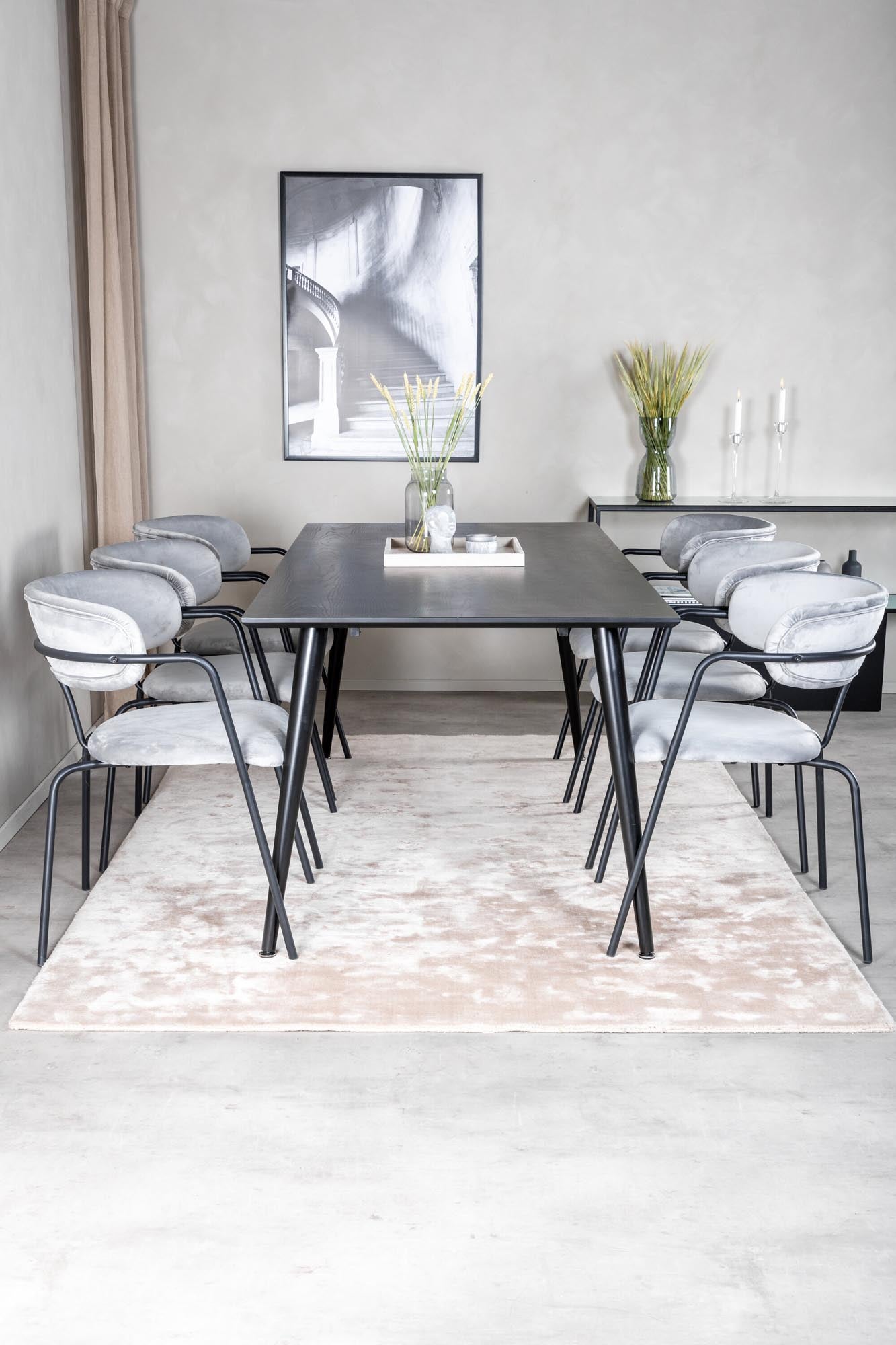 Dipp Esszimmerset + Arrow 180cm/6St. in Schwarz / Grau präsentiert im Onlineshop von KAQTU Design AG. Esszimmerset ist von Venture Home