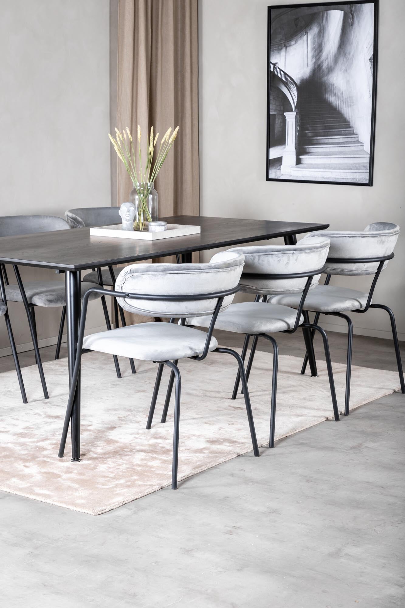 Dipp Esszimmerset + Arrow 180cm/6St. in Schwarz / Grau präsentiert im Onlineshop von KAQTU Design AG. Esszimmerset ist von Venture Home