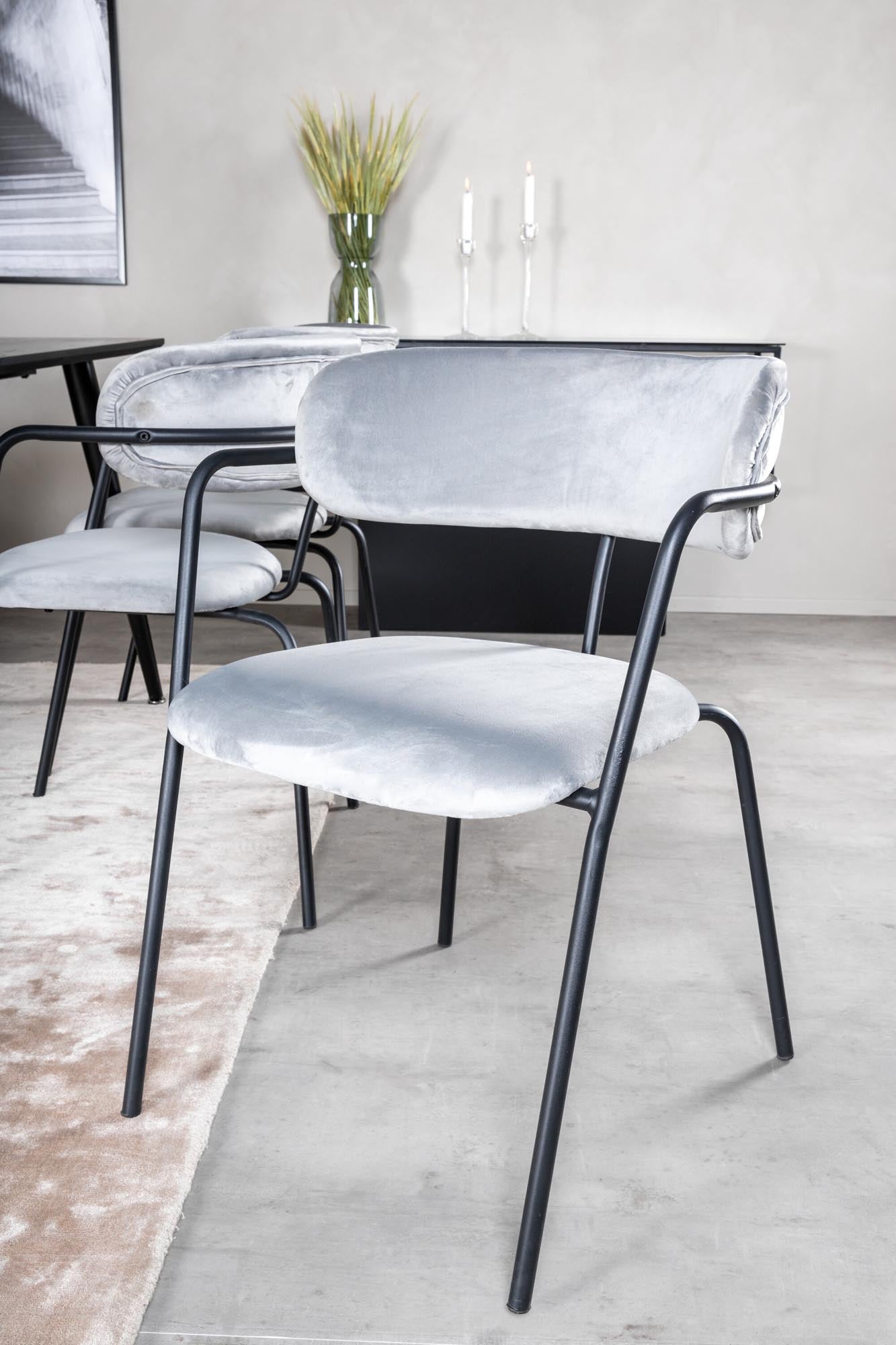 Dipp Esszimmerset + Arrow 180cm/6St. in Schwarz / Grau präsentiert im Onlineshop von KAQTU Design AG. Esszimmerset ist von Venture Home