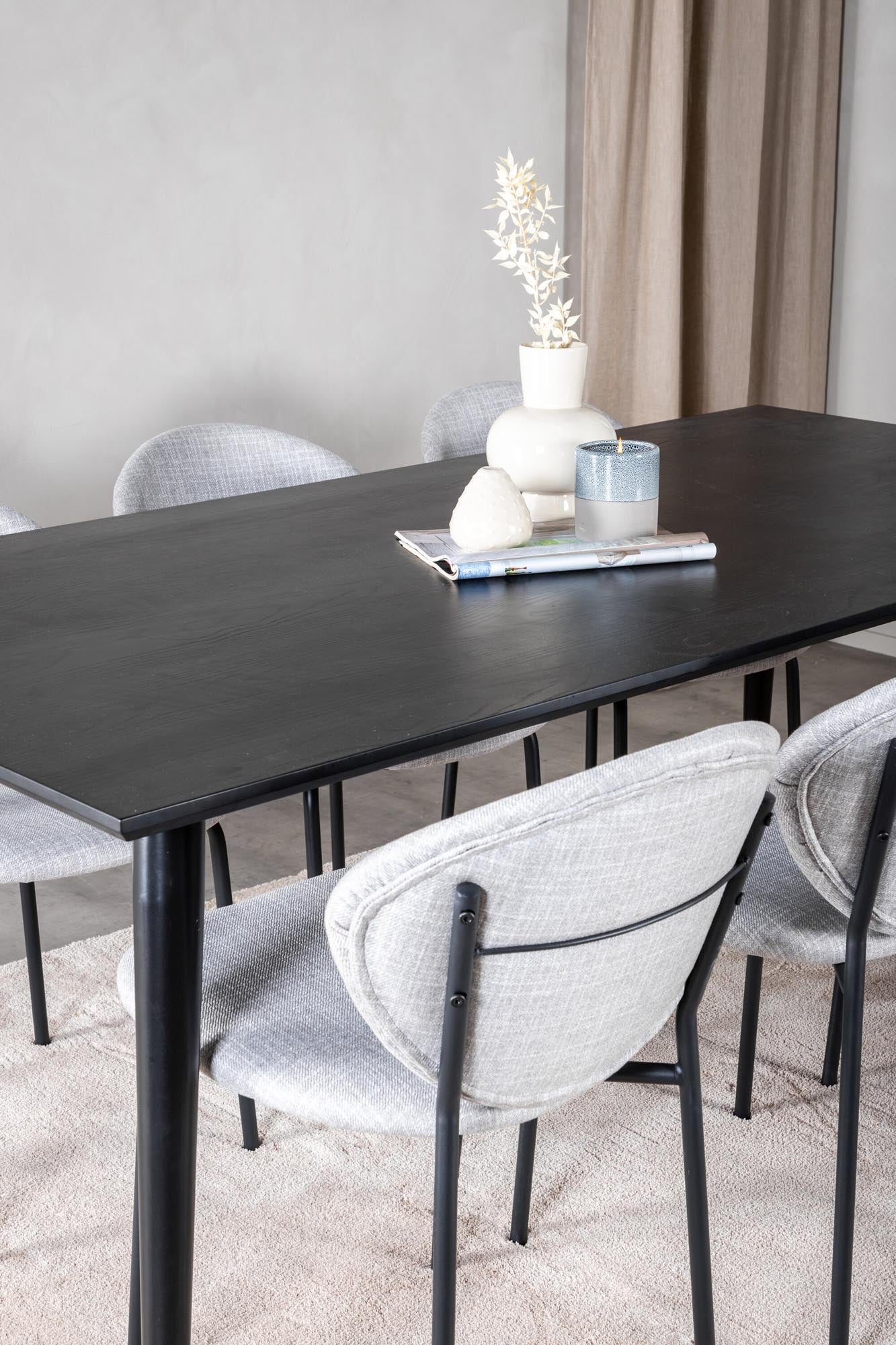Dipp Esszimmerset + Vault 180cm/6St. in Schwarzgrau präsentiert im Onlineshop von KAQTU Design AG. Esszimmerset ist von Venture Home