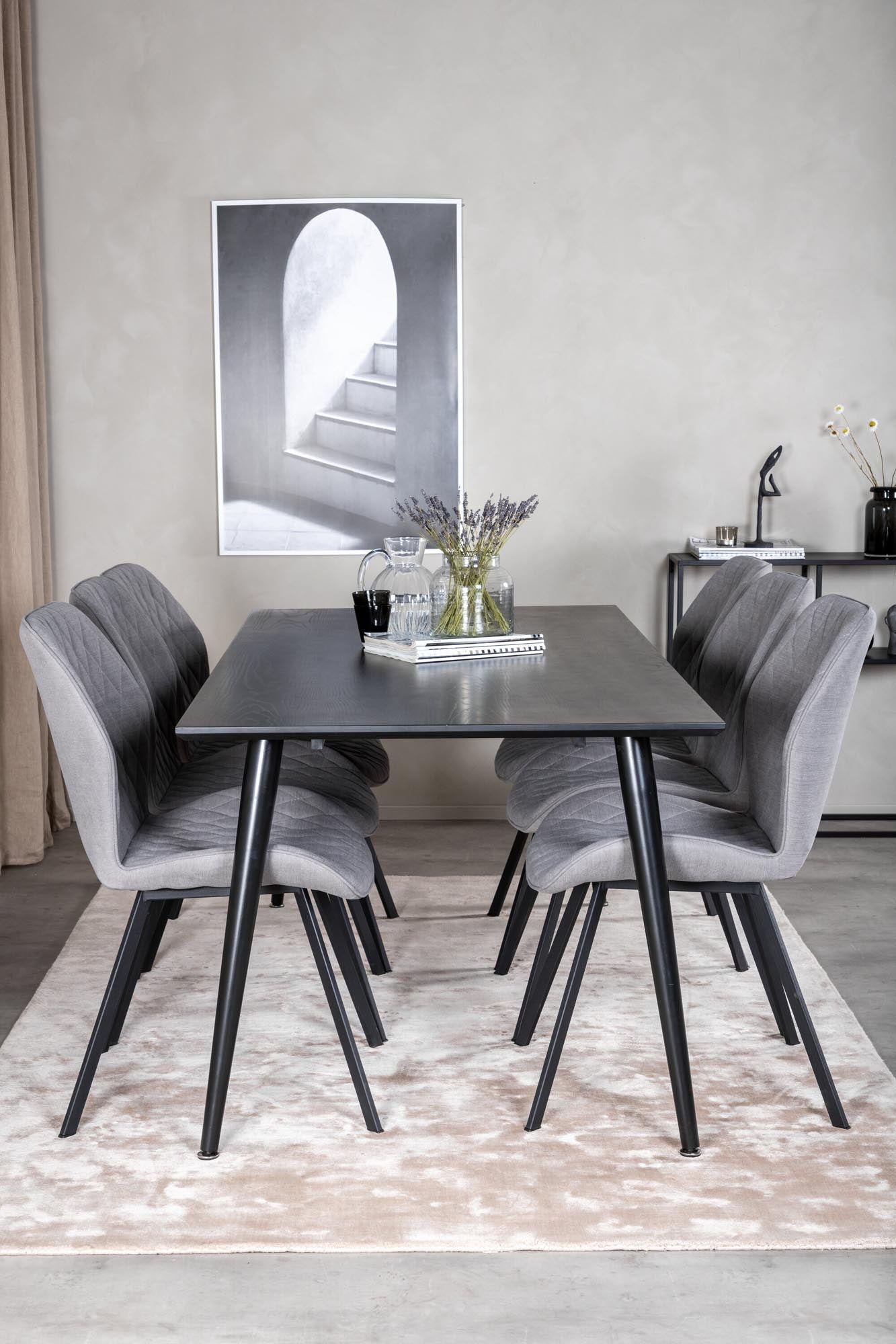 Dipp Esszimmerset + Gemma 180cm/6St. in Schwarz präsentiert im Onlineshop von KAQTU Design AG. Esszimmerset ist von Venture Home