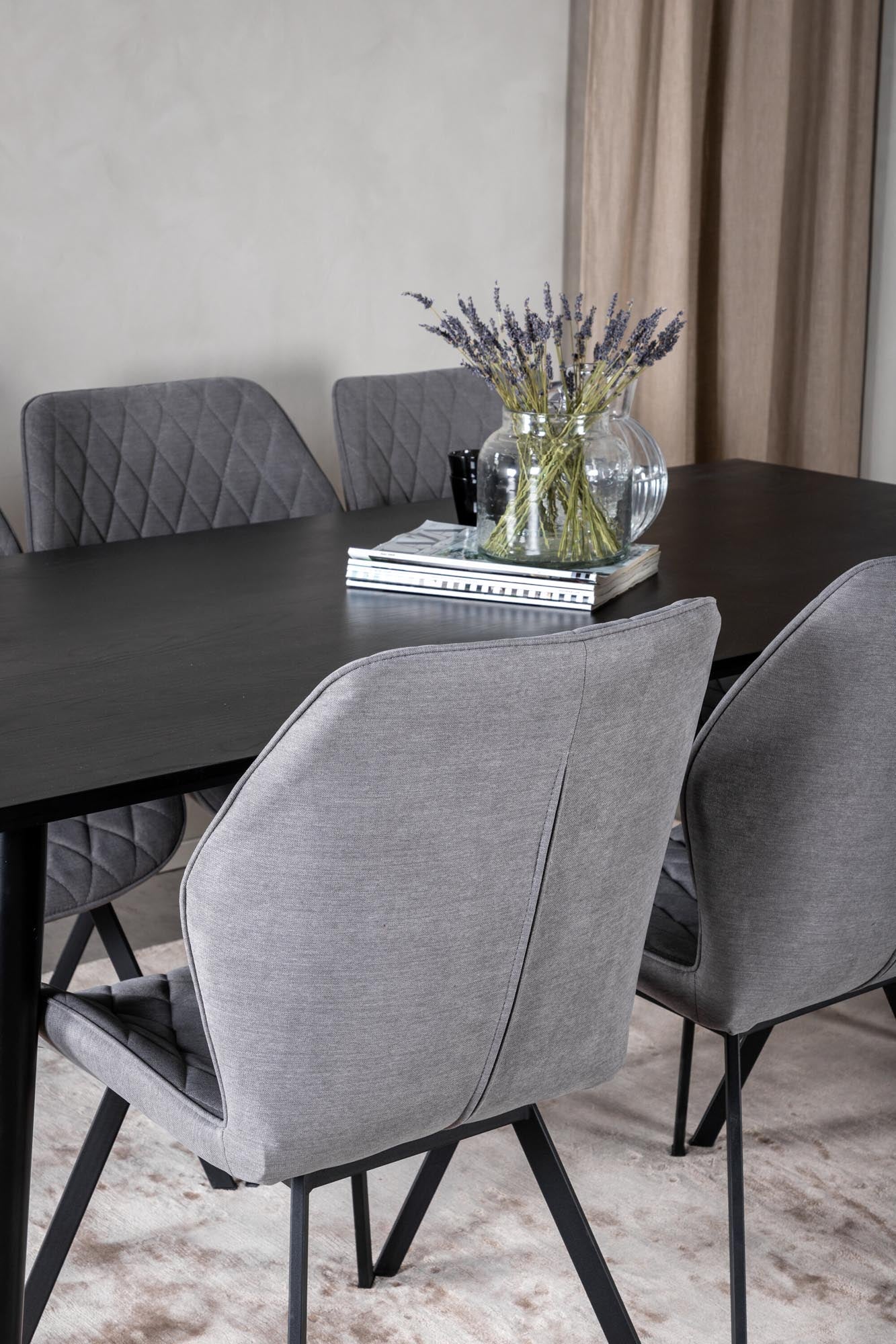 Dipp Esszimmerset + Gemma 180cm/6St. in Schwarz präsentiert im Onlineshop von KAQTU Design AG. Esszimmerset ist von Venture Home