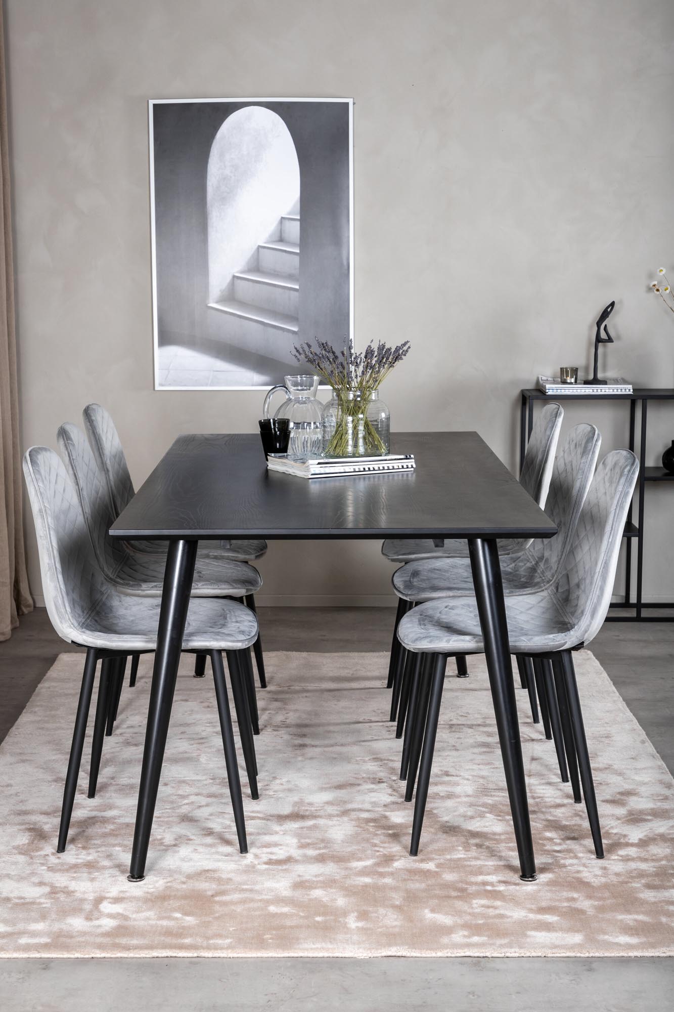 Dipp Esszimmerset + Polar Diamond 180cm/6St. in Schwarz / Grau präsentiert im Onlineshop von KAQTU Design AG. Esszimmerset ist von Venture Home