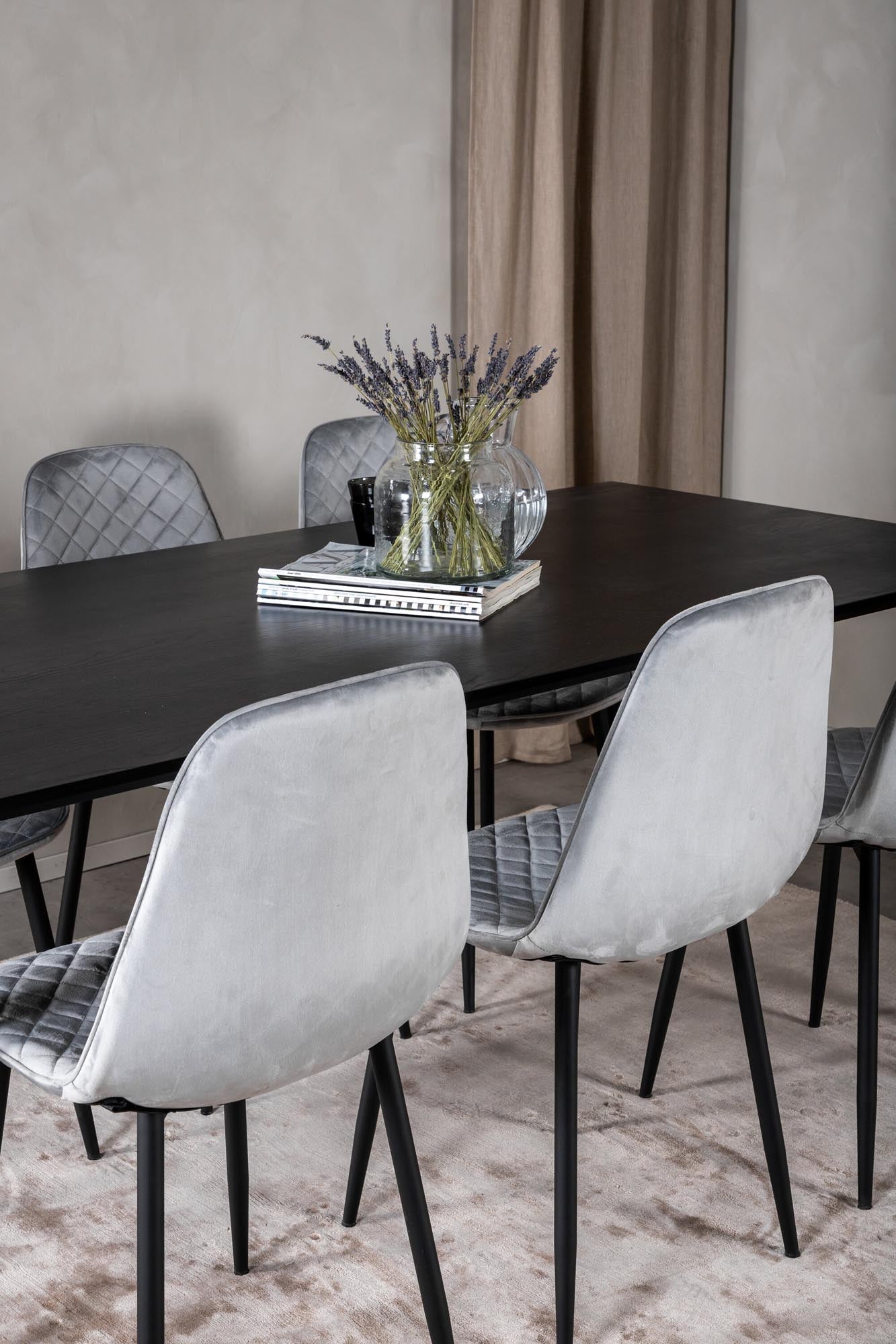 Dipp Esszimmerset + Polar Diamond 180cm/6St. in Schwarz / Grau präsentiert im Onlineshop von KAQTU Design AG. Esszimmerset ist von Venture Home