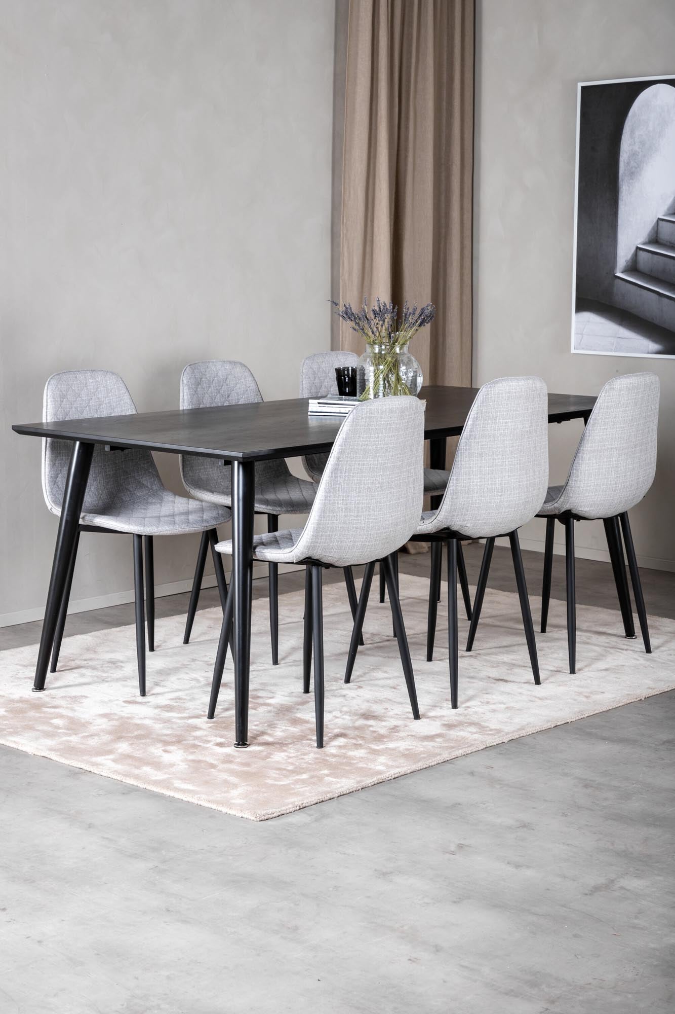 Dipp Esszimmerset + Polar Diamond 180cm/6St. in Schwarzgrau präsentiert im Onlineshop von KAQTU Design AG. Esszimmerset ist von Venture Home