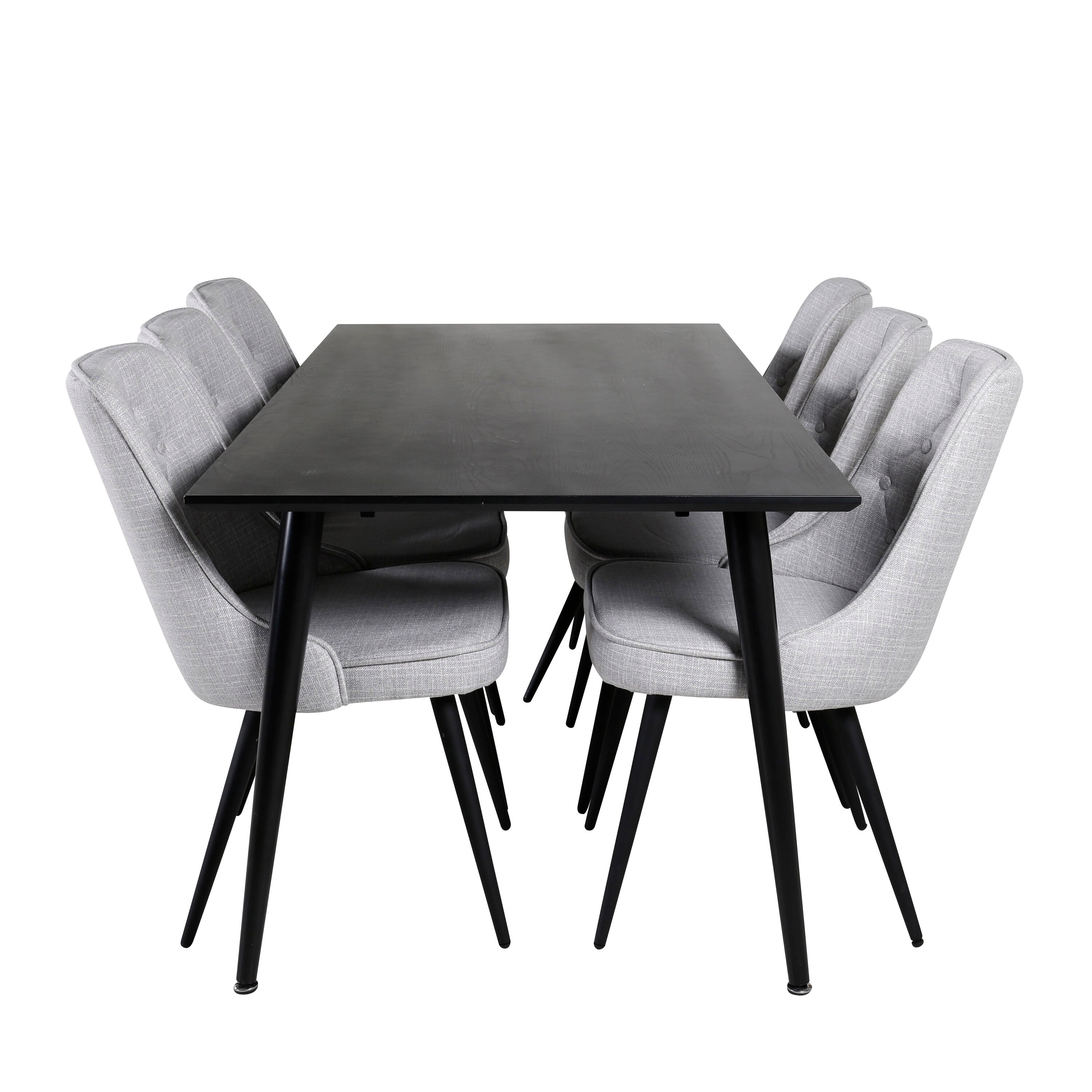 Dipp Esszimmerset + Velvet Deluxe 180cm/6St. in Schwarz / Grau präsentiert im Onlineshop von KAQTU Design AG. Esszimmerset ist von Venture Home