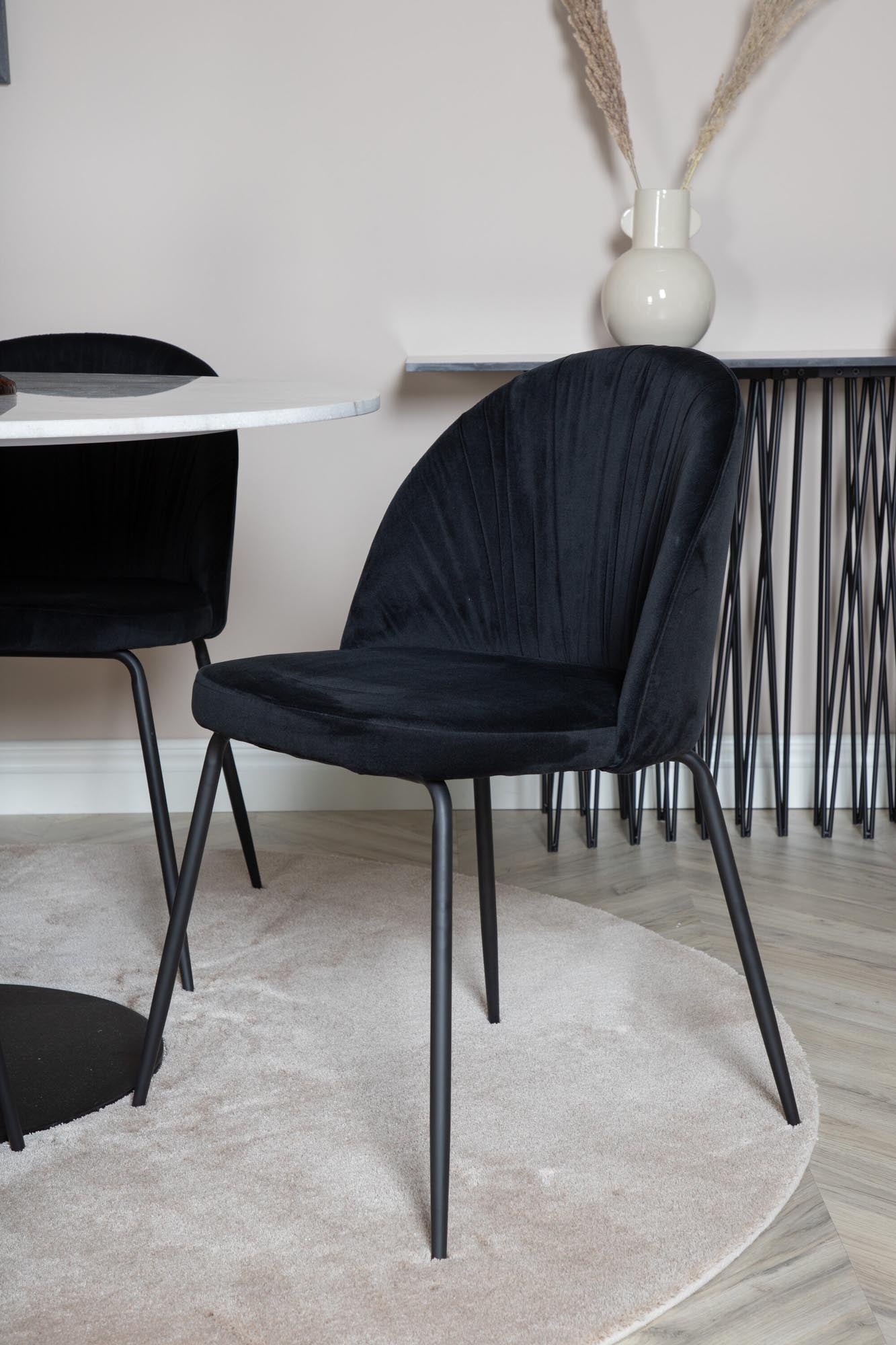 Estelle Esszimmerset + Wrinkles ⌀106cm/4St. in Weiss / Schwarz präsentiert im Onlineshop von KAQTU Design AG. Esszimmerset ist von Venture Home