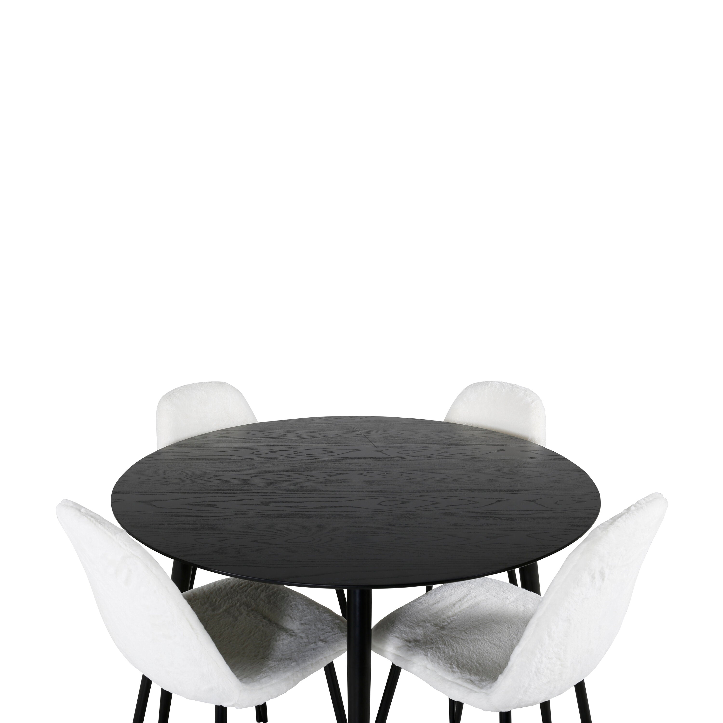 Dipp Esszimmerset + Polar Fluff ⌀115cm/4St. in Schwarz-Weiss präsentiert im Onlineshop von KAQTU Design AG. Esszimmerset ist von Venture Home