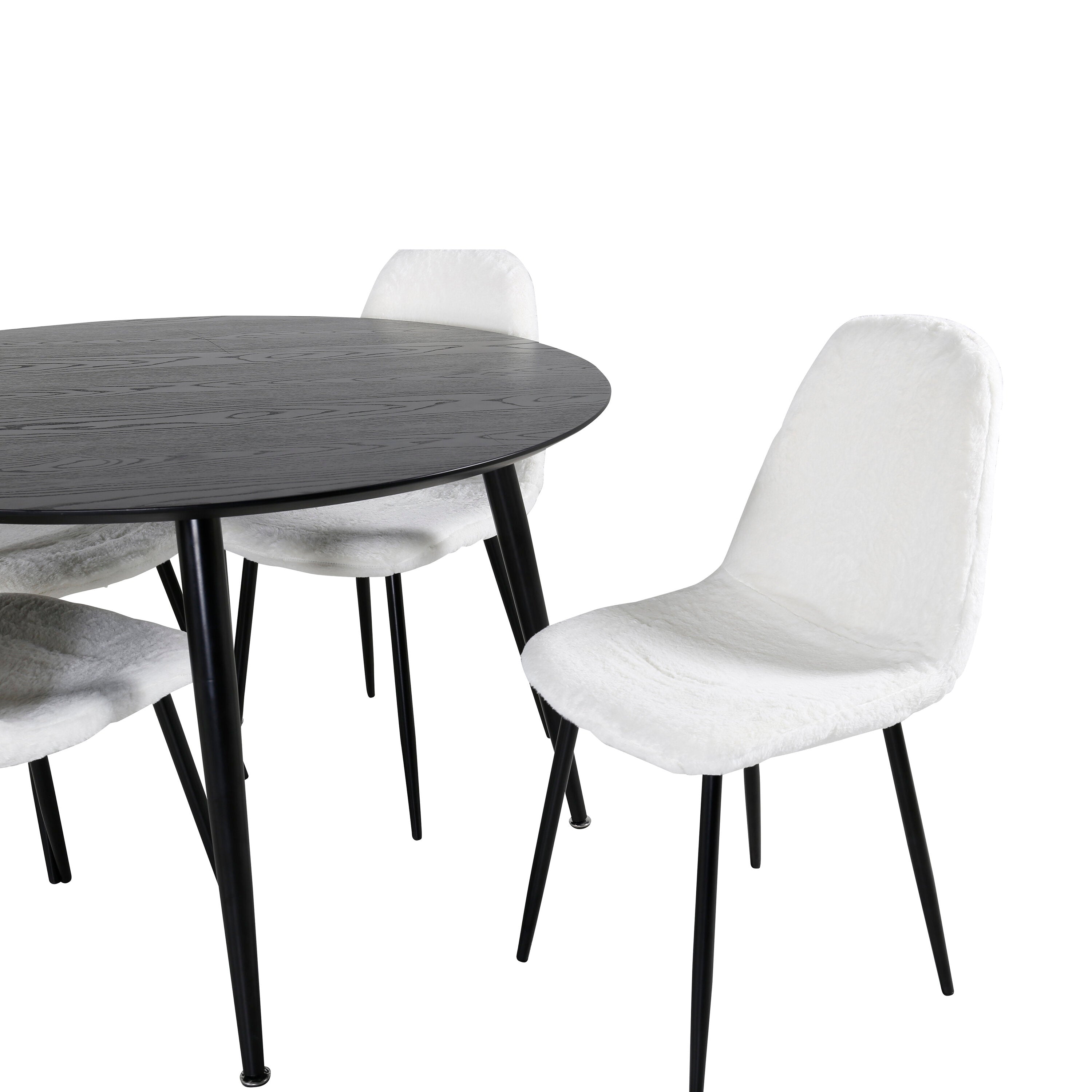 Dipp Esszimmerset + Polar Fluff ⌀115cm/4St. in Schwarz-Weiss präsentiert im Onlineshop von KAQTU Design AG. Esszimmerset ist von Venture Home