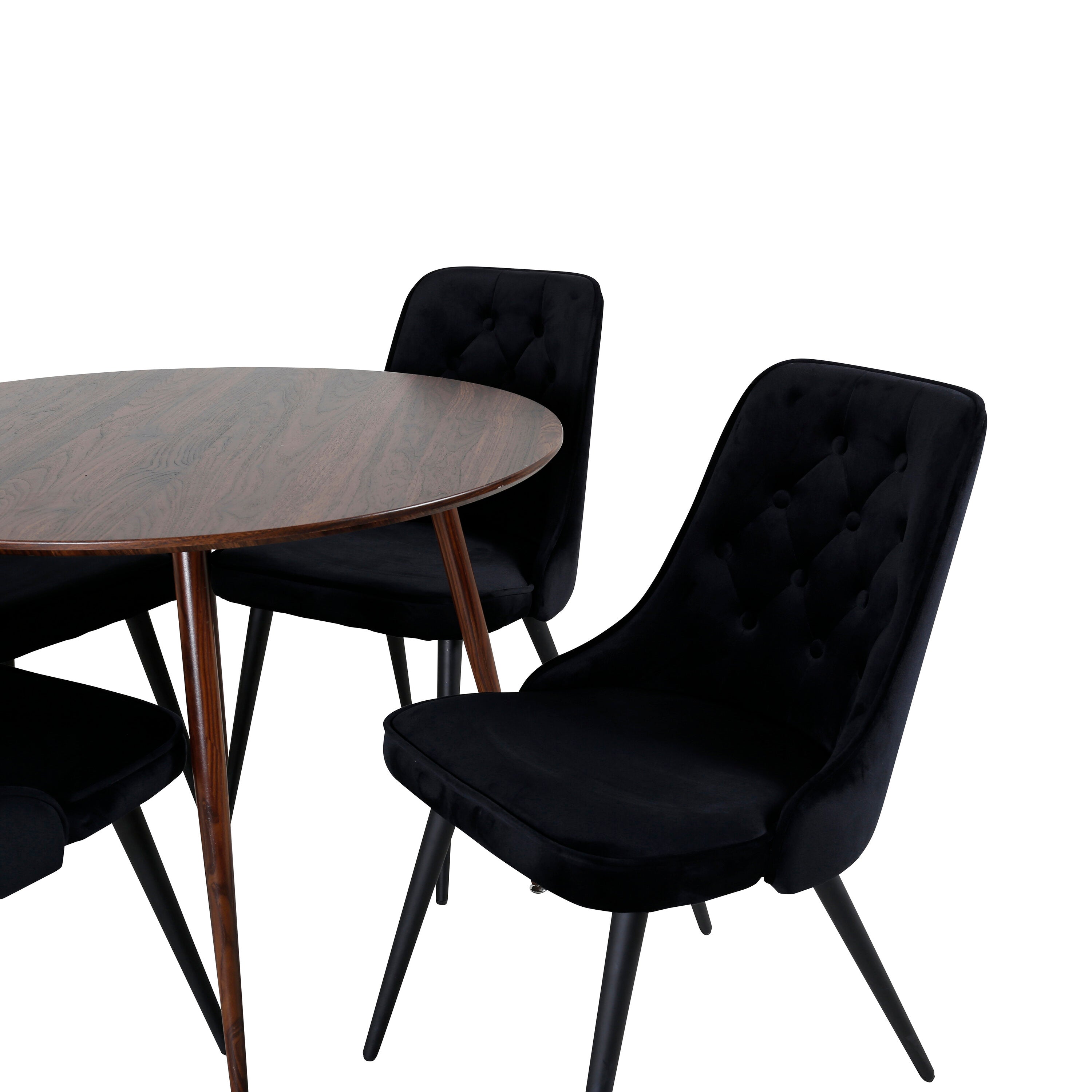 Plaza Esszimerset + Velvet Deluxe ⌀100cm/4St. in Braun / Schwarz präsentiert im Onlineshop von KAQTU Design AG. Esszimmerset ist von Venture Home
