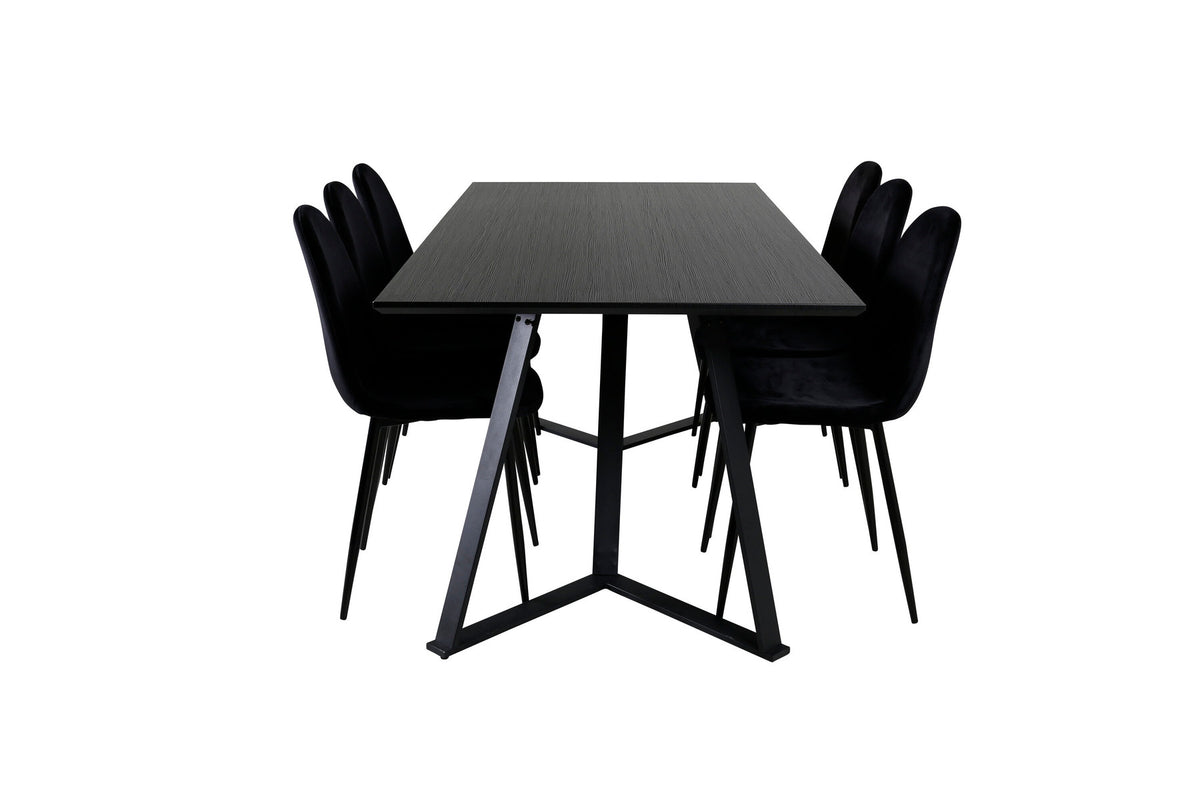 Marina Esszimmerset Polar 180cm/6St. in Schwarz präsentiert im Onlineshop von KAQTU Design AG. Esszimmerset ist von Venture Home
