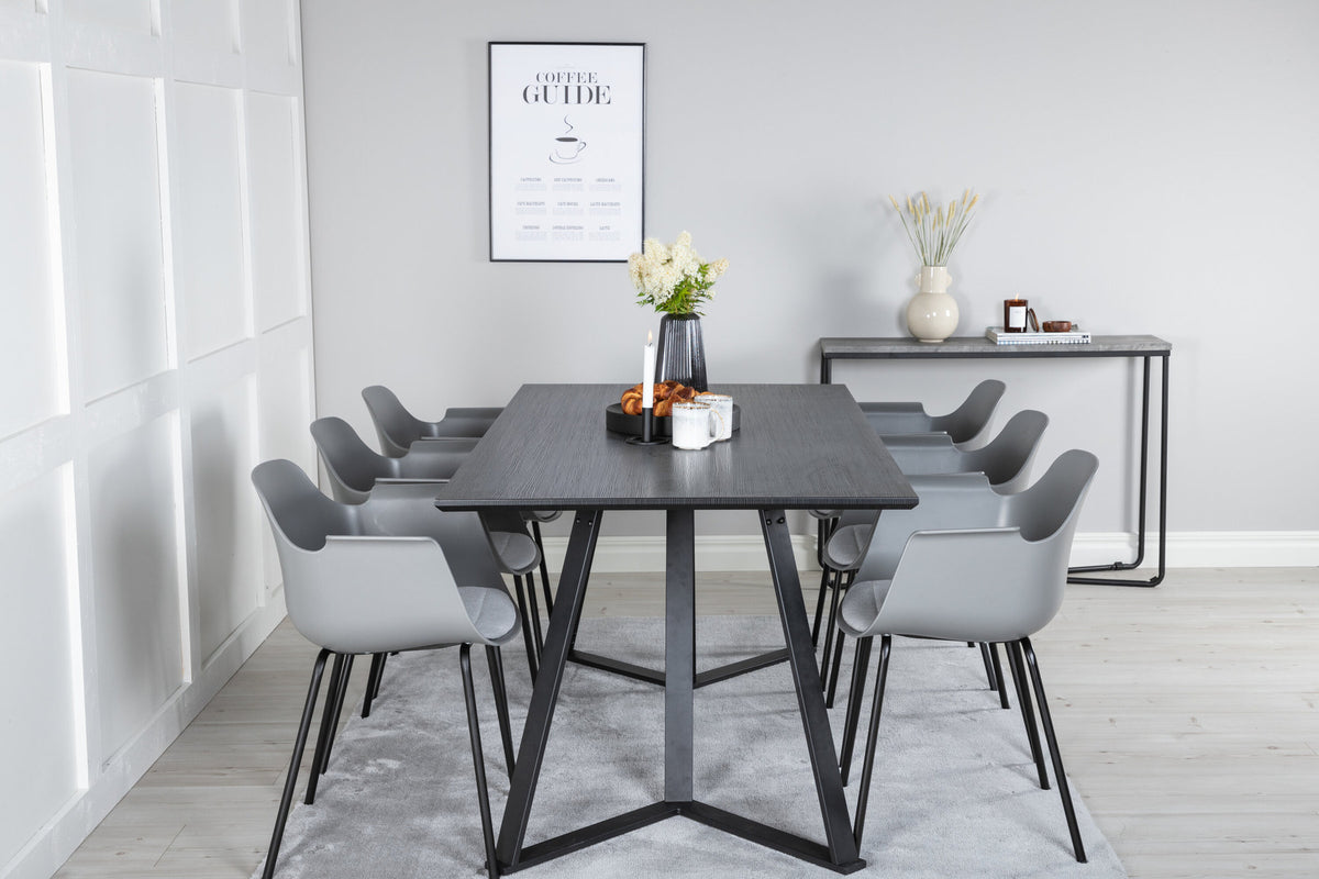 Marina Esszimmerset Comfort 180cm/6St. in Schwarzgrau präsentiert im Onlineshop von KAQTU Design AG. Esszimmerset ist von Venture Home
