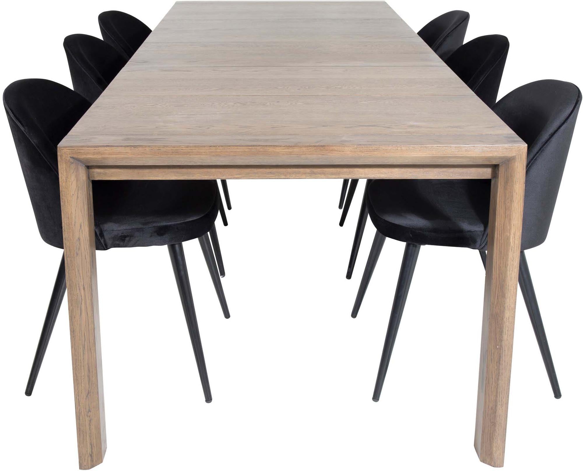 Slider Esszimmerset ausziehbar + Velvet 170cm/6St. in Schwarz präsentiert im Onlineshop von KAQTU Design AG. Esszimmerset ist von Venture Home
