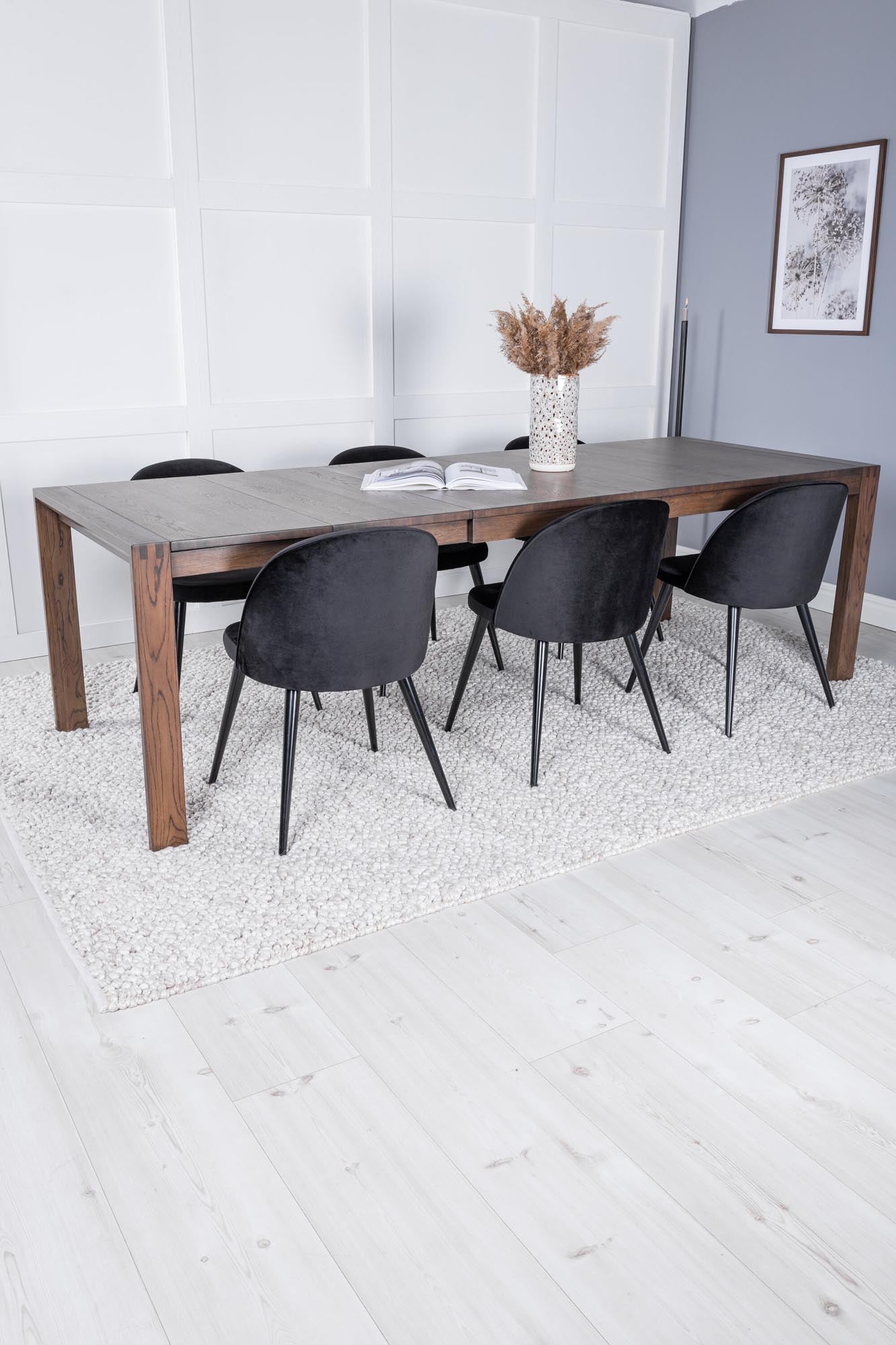 Slider Esszimmerset ausziehbar + Velvet 170cm/6St. in Schwarz präsentiert im Onlineshop von KAQTU Design AG. Esszimmerset ist von Venture Home