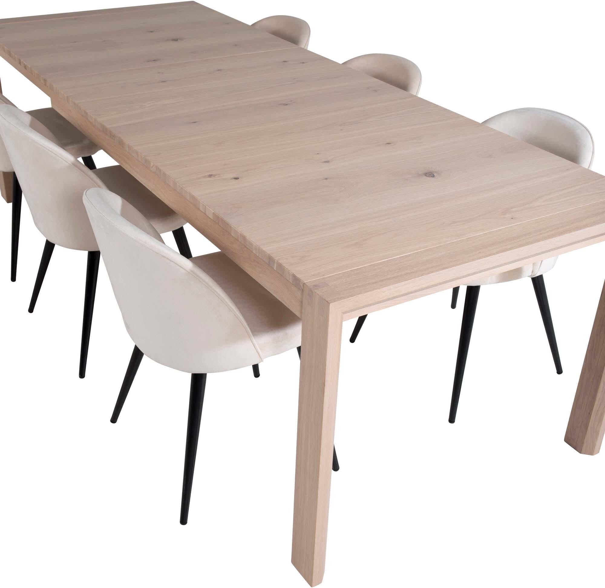 Slider Esszimmerset ausziehbar + Velvet 170cm/6St. in Beige, Schwarz präsentiert im Onlineshop von KAQTU Design AG. Esszimmerset ist von Venture Home