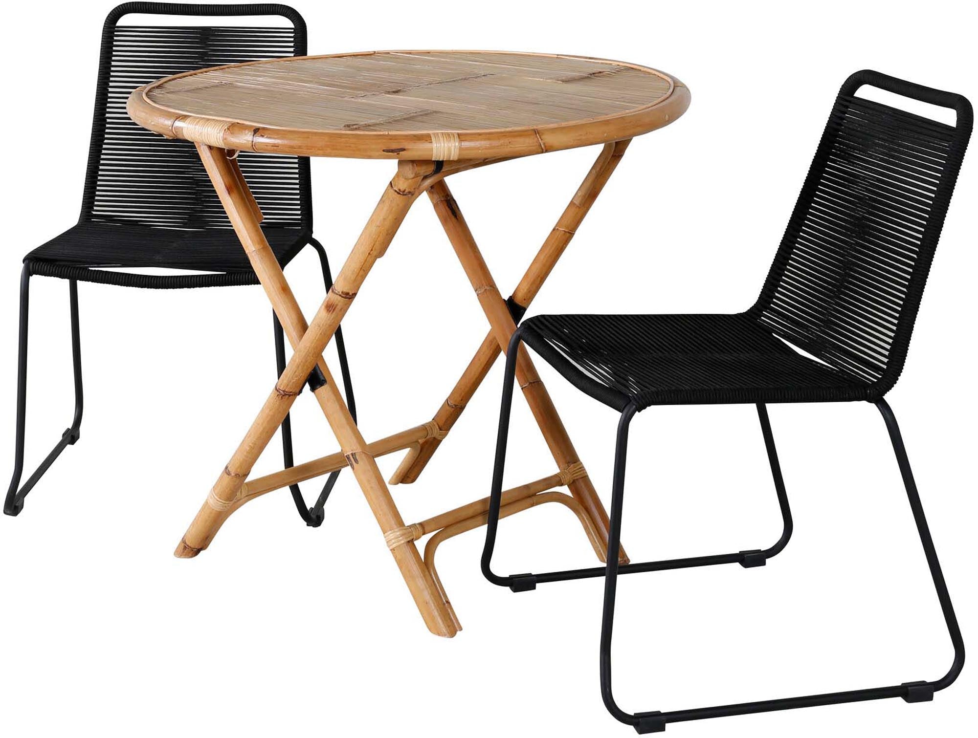 Cane Outdoor-Tischset ⌀80cm/2St. in Schwarz präsentiert im Onlineshop von KAQTU Design AG. Gartentischset ist von Venture Home