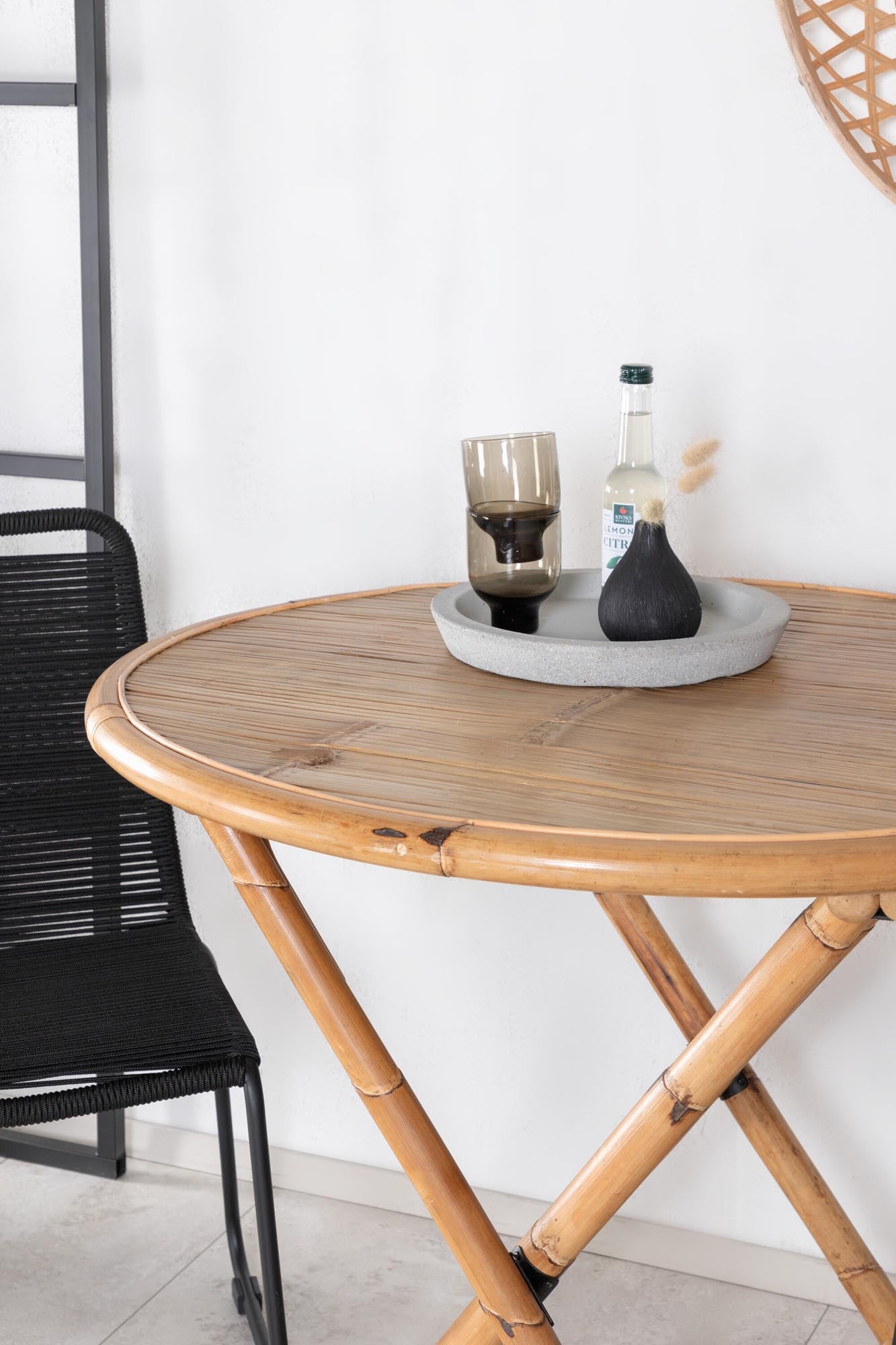 Cane Outdoor-Tischset ⌀80cm/2St. in Schwarz präsentiert im Onlineshop von KAQTU Design AG. Gartentischset ist von Venture Home