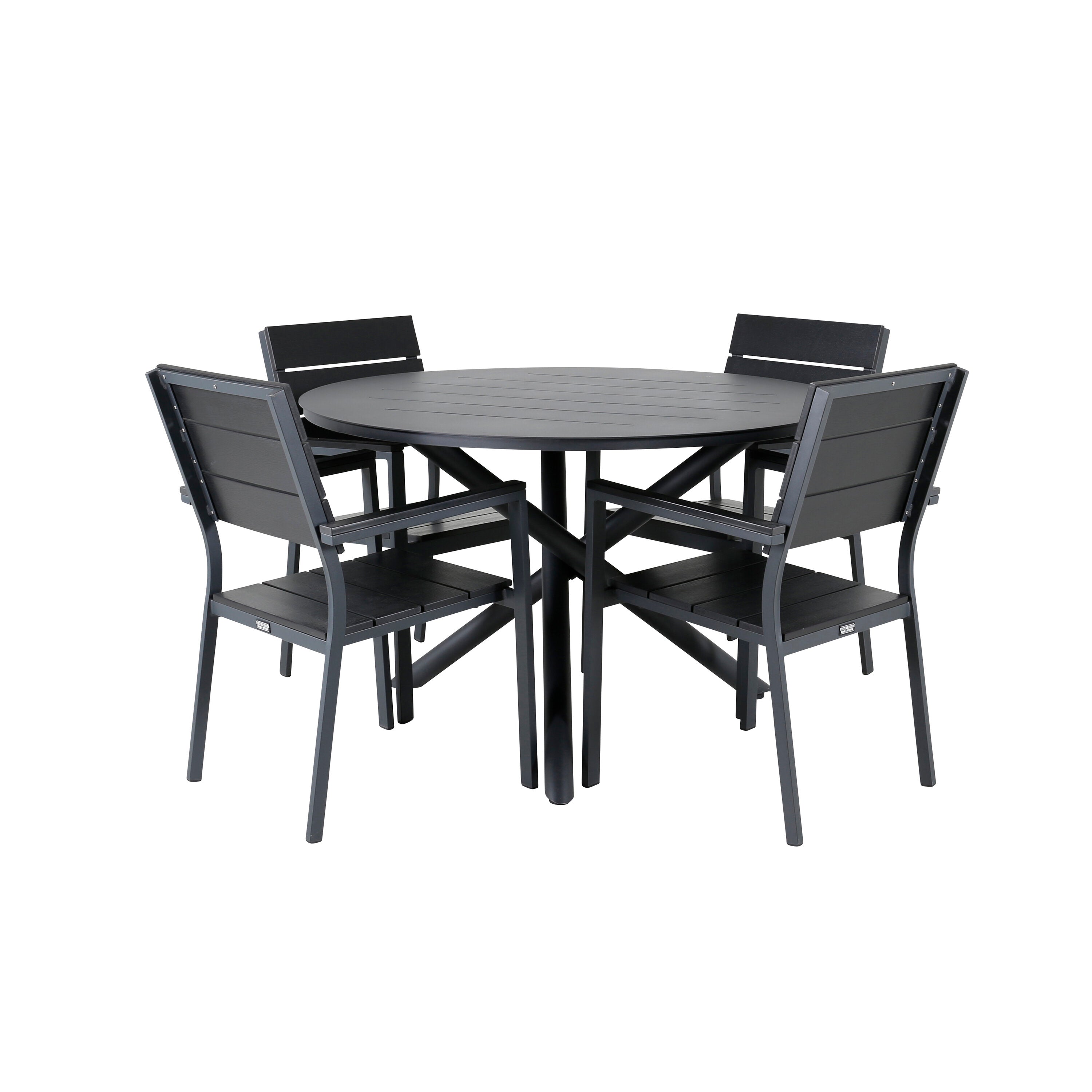 Alma Outdoor-Tischset + Levels ⌀120cm/4St. in Schwarz präsentiert im Onlineshop von KAQTU Design AG. Gartentischset ist von Venture Home