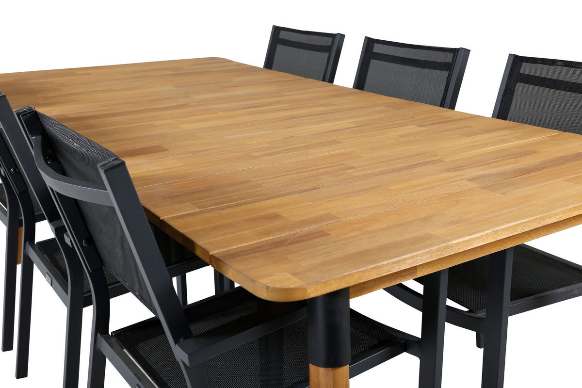 Julian Outdoor-Tischset + Copacabana 210cm/6St. in Schwarz präsentiert im Onlineshop von KAQTU Design AG. Gartentischset ist von Venture Home