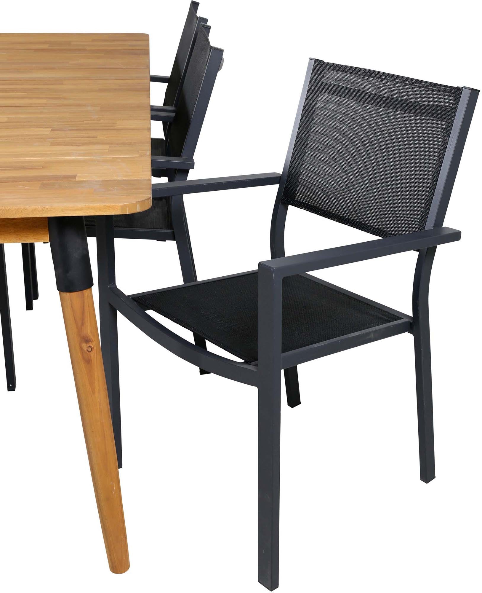 Julian Outdoor-Tischset + Copacabana 210cm/6St. in Schwarz präsentiert im Onlineshop von KAQTU Design AG. Gartentischset ist von Venture Home