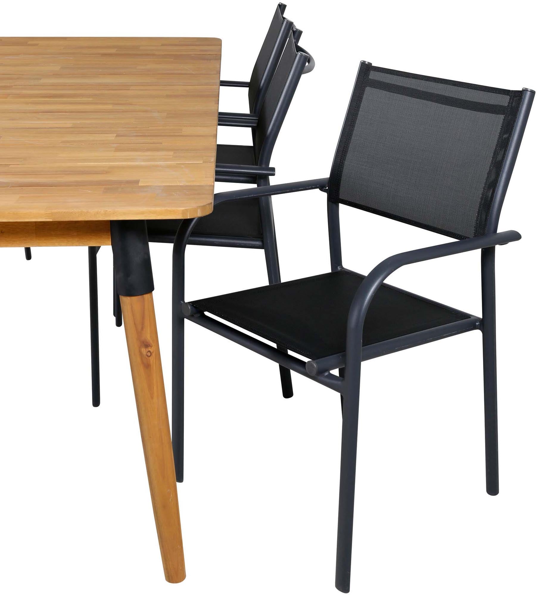 Julian Outdoor-Tischset + Santorini 210cm/6St. in Schwarz präsentiert im Onlineshop von KAQTU Design AG. Gartentischset ist von Venture Home