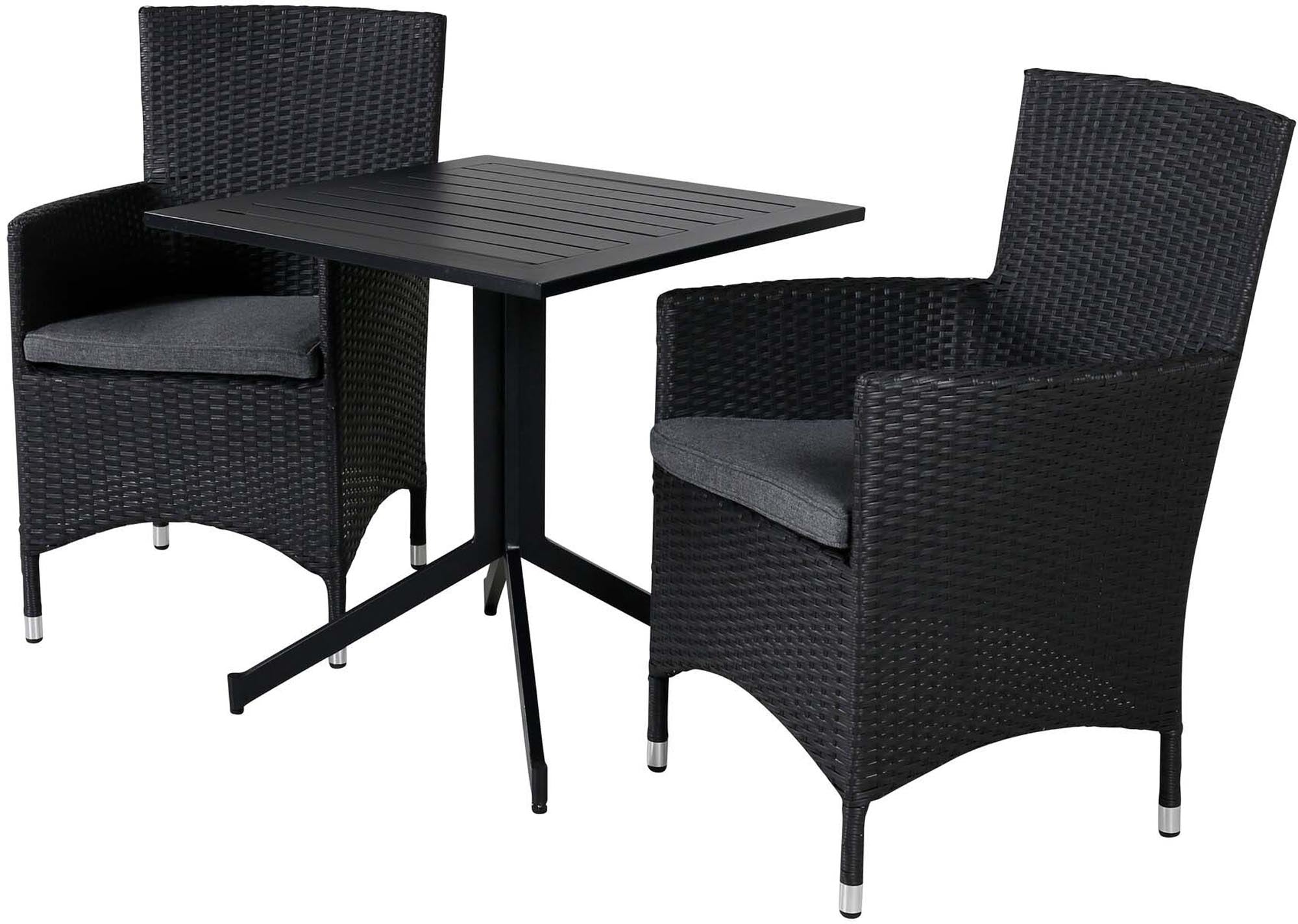 Way Outdoor-Tischset + Malin 70cm/2St. in Schwarzgrau präsentiert im Onlineshop von KAQTU Design AG. Gartentischset ist von Venture Home