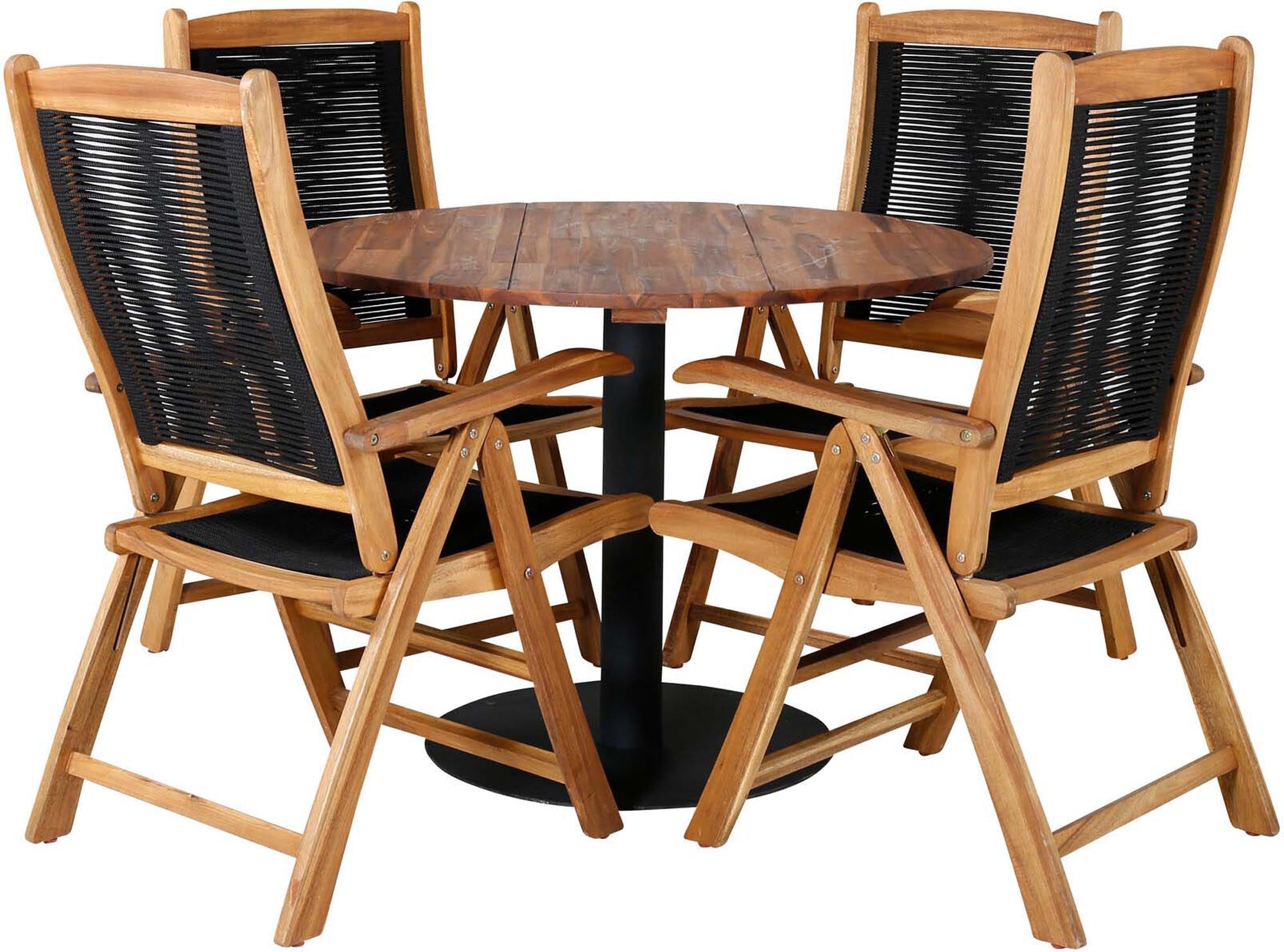 Outdoor-Tischset Cot + Peter ⌀100cm/4St. in Schwarz präsentiert im Onlineshop von KAQTU Design AG. Gartentischset ist von Venture Home