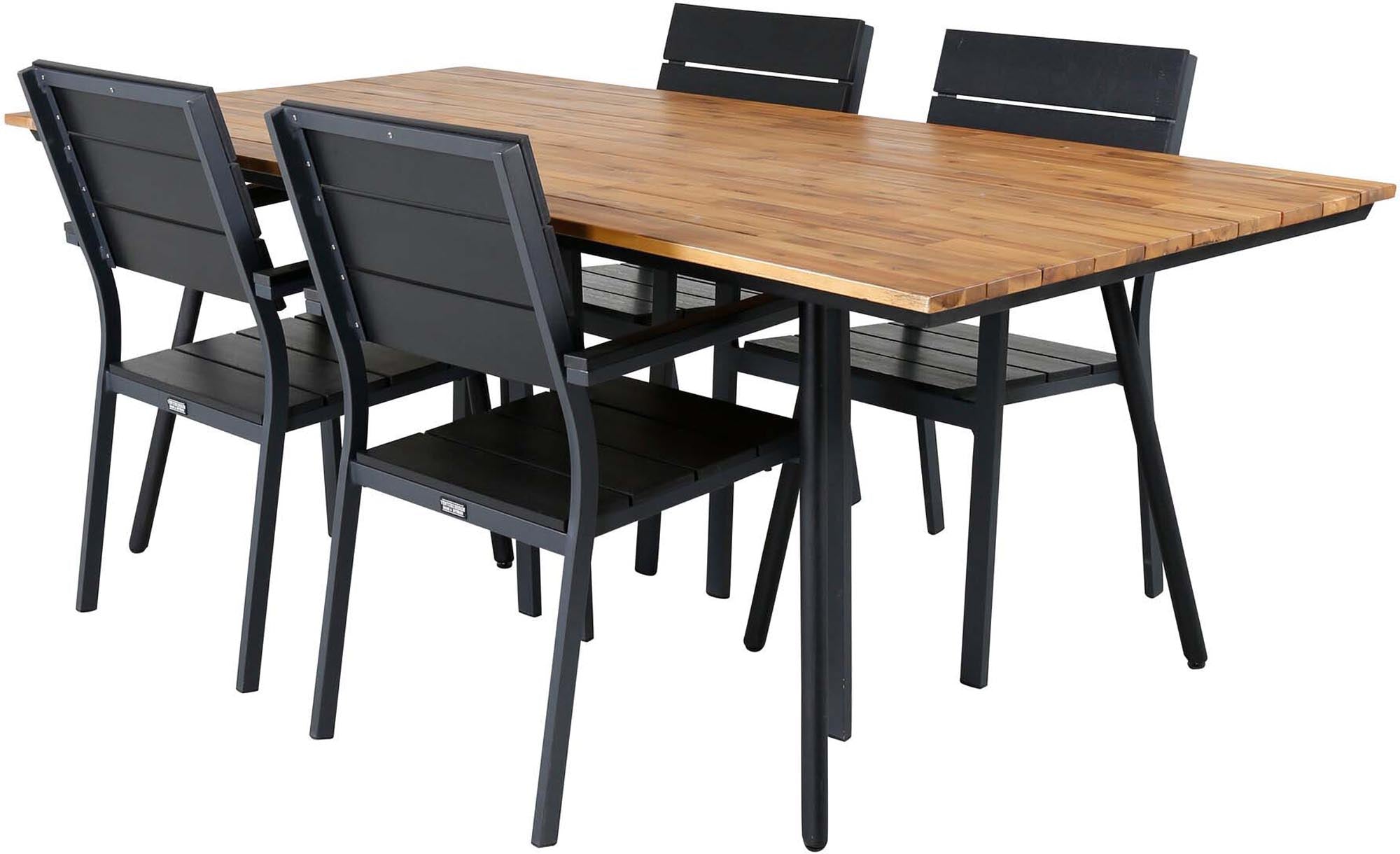 Chan Outdoor-Tischset + Levels 200cm/4St. in Schwarz präsentiert im Onlineshop von KAQTU Design AG. Gartentischset ist von Venture Home