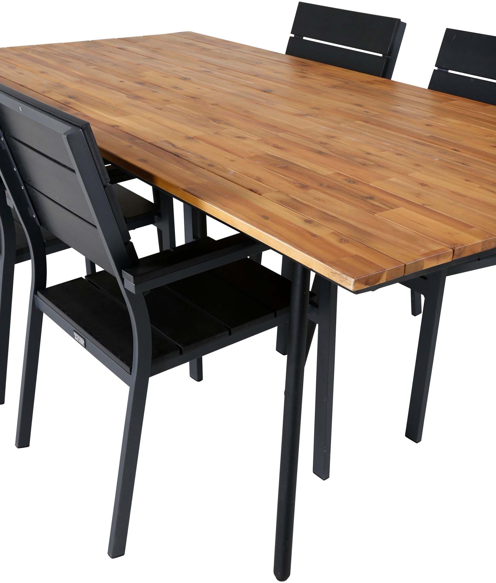 Chan Outdoor-Tischset + Levels 200cm/4St. in Schwarz präsentiert im Onlineshop von KAQTU Design AG. Gartentischset ist von Venture Home
