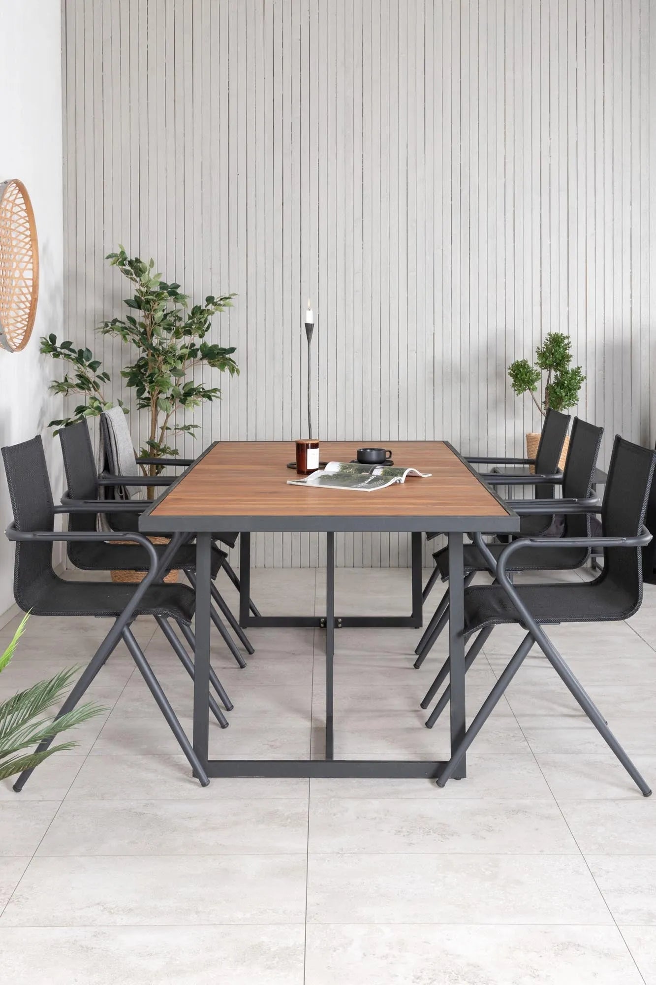 Elegantes Khung Outdoor-Tischset (Alina) 200cm/6St.: Perfekt für gesellige Abende im Freien, robust und komfortabel.