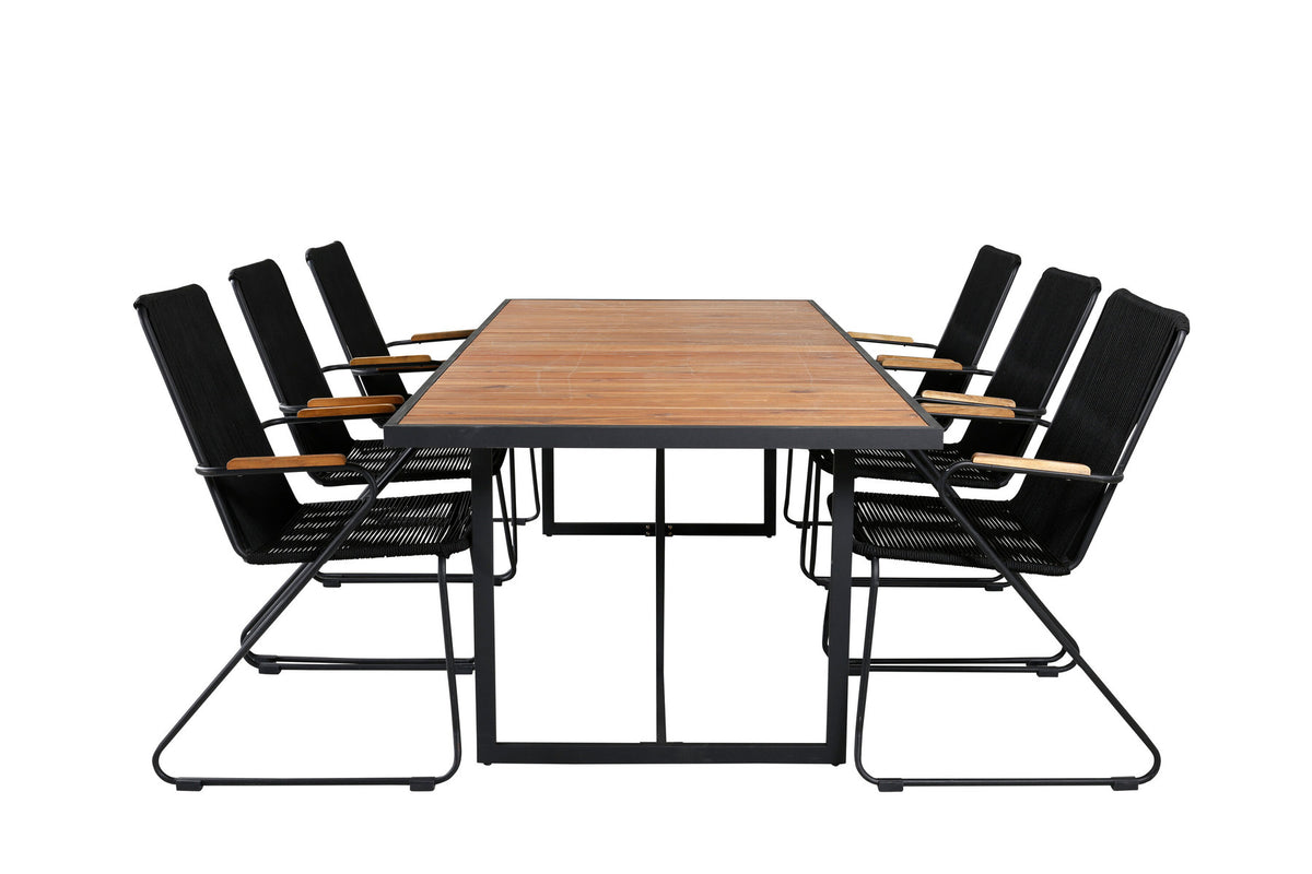 Khung Rechteckiges Gartentisch-Set + Bois in Schwarz/Nature präsentiert im Onlineshop von KAQTU Design AG. Gartentischset ist von Venture Home