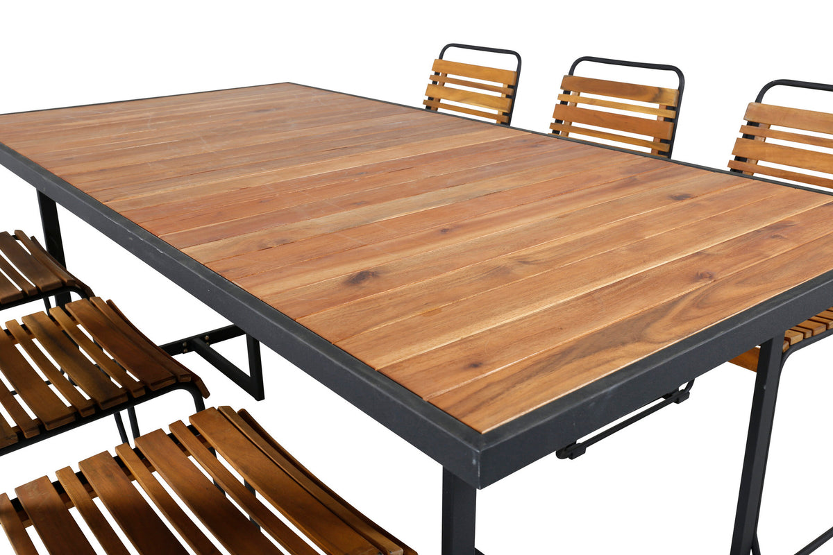 Khung Outdoor-Tischset (Bois) 200cm/6St. in Schwarz präsentiert im Onlineshop von KAQTU Design AG. Gartentischset ist von Venture Home