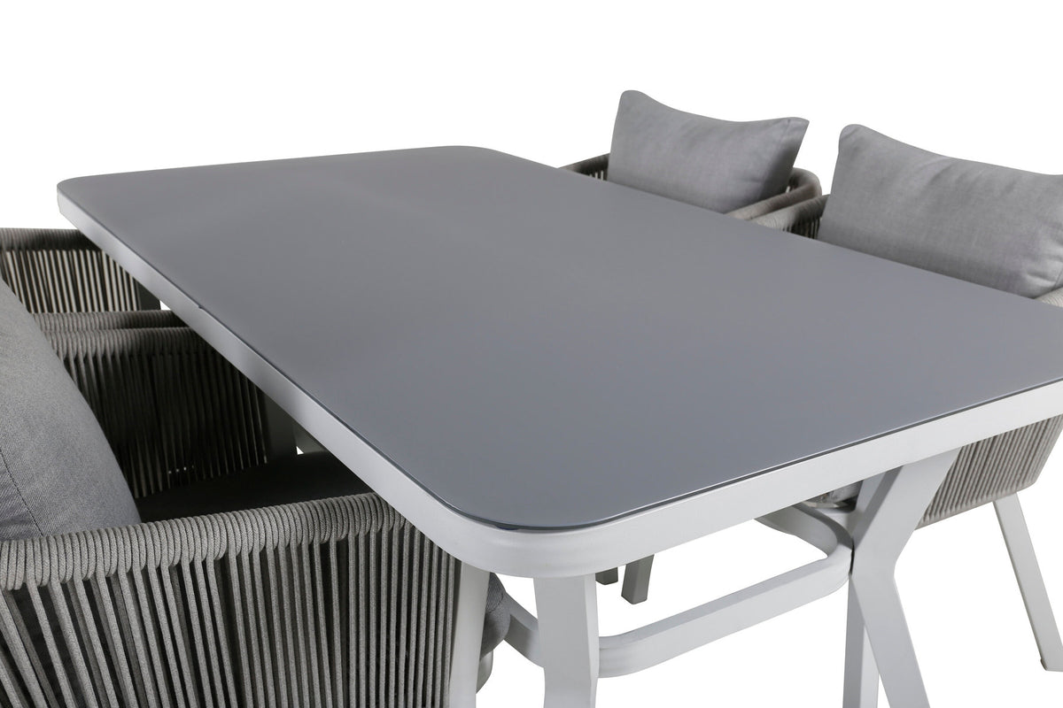 Virya Outdoor-Tischset 160cm/4St. in Grau weiss präsentiert im Onlineshop von KAQTU Design AG. Gartentischset ist von Venture Home