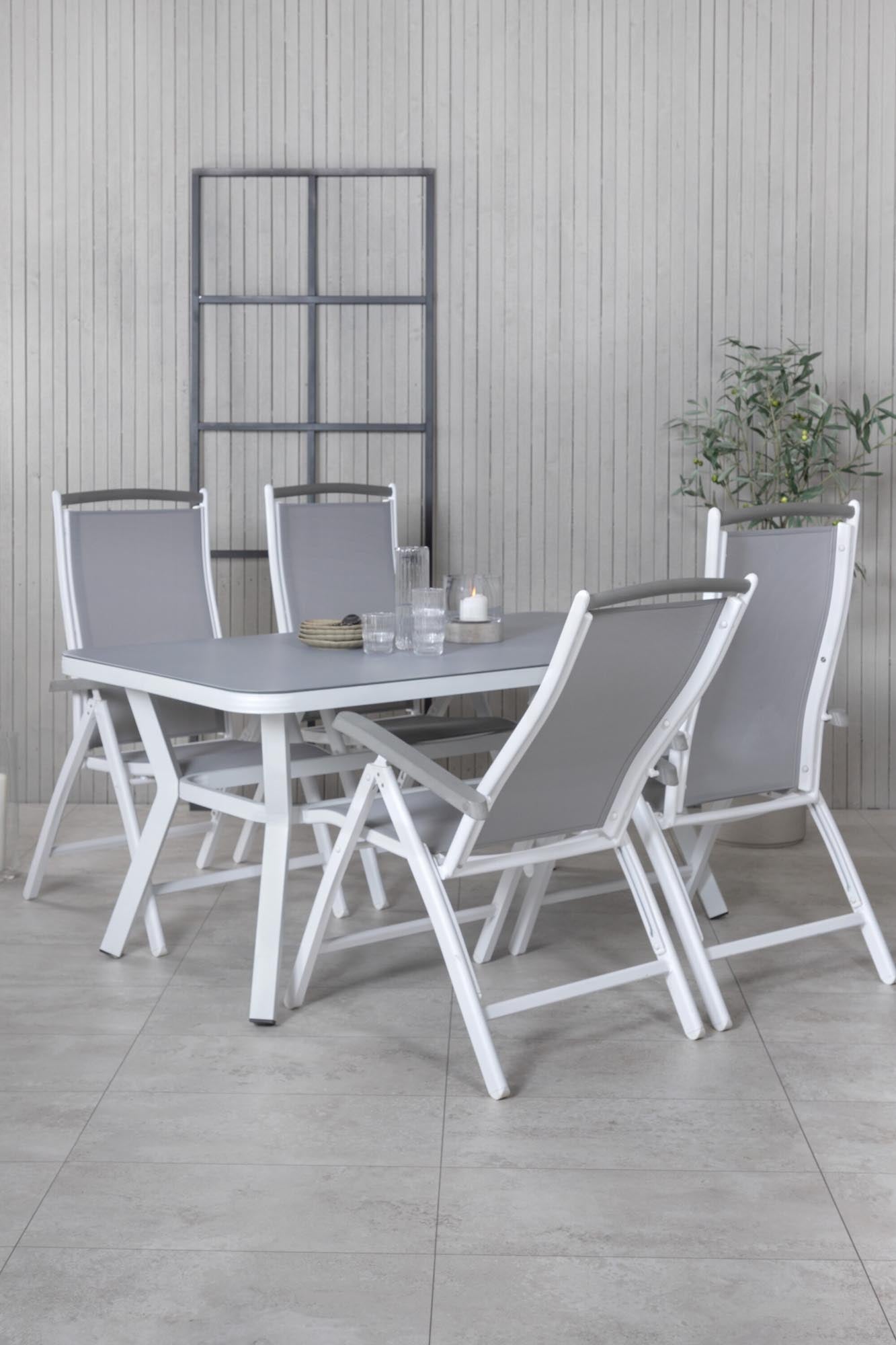 Virya Outdoor-Tischset + Albany 160cm/4St. in Grau weiss präsentiert im Onlineshop von KAQTU Design AG. Gartentischset ist von Venture Home