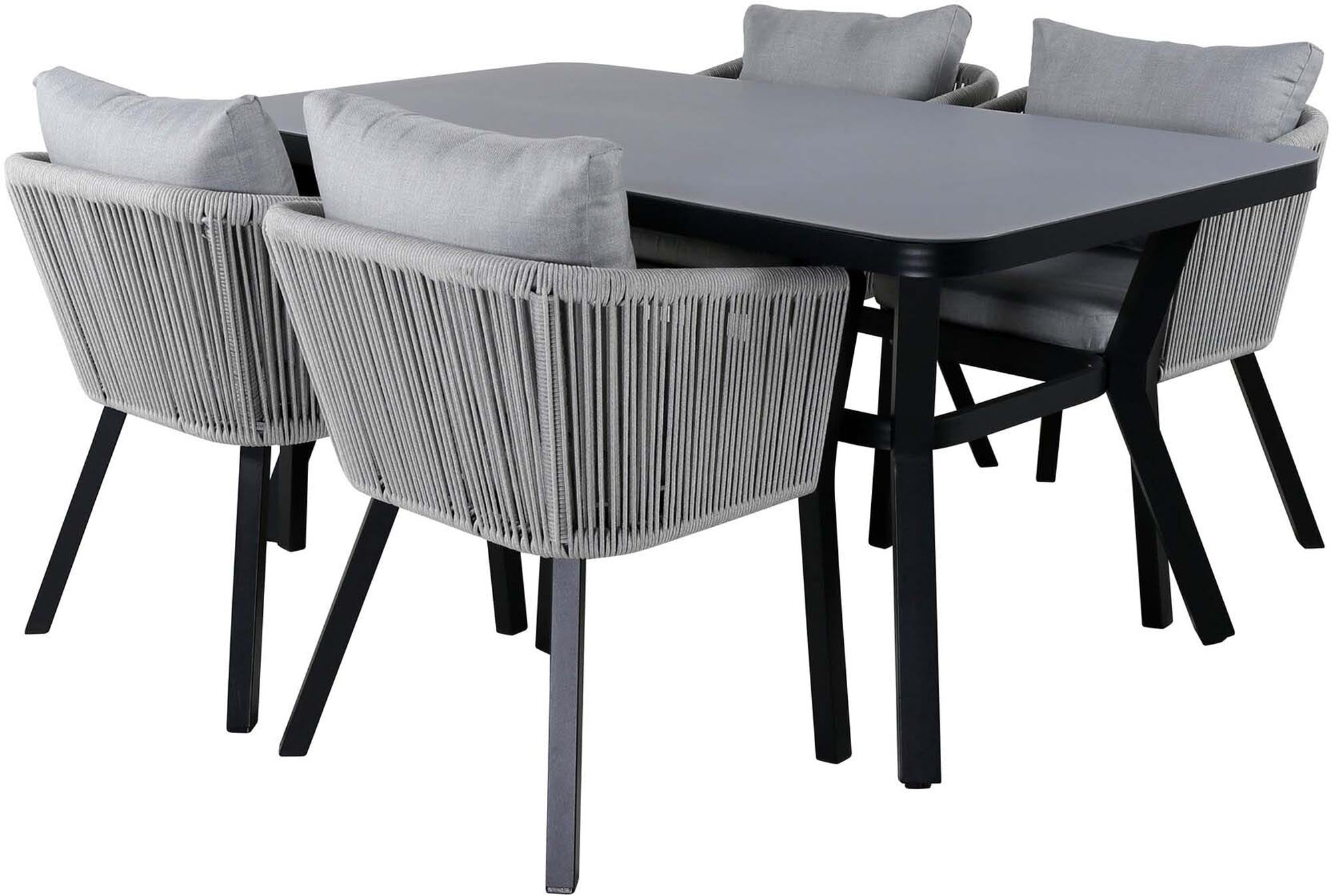 Virya Outdoor-Tischset 160cm/4St. in Schwarzgrau präsentiert im Onlineshop von KAQTU Design AG. Gartentischset ist von Venture Home