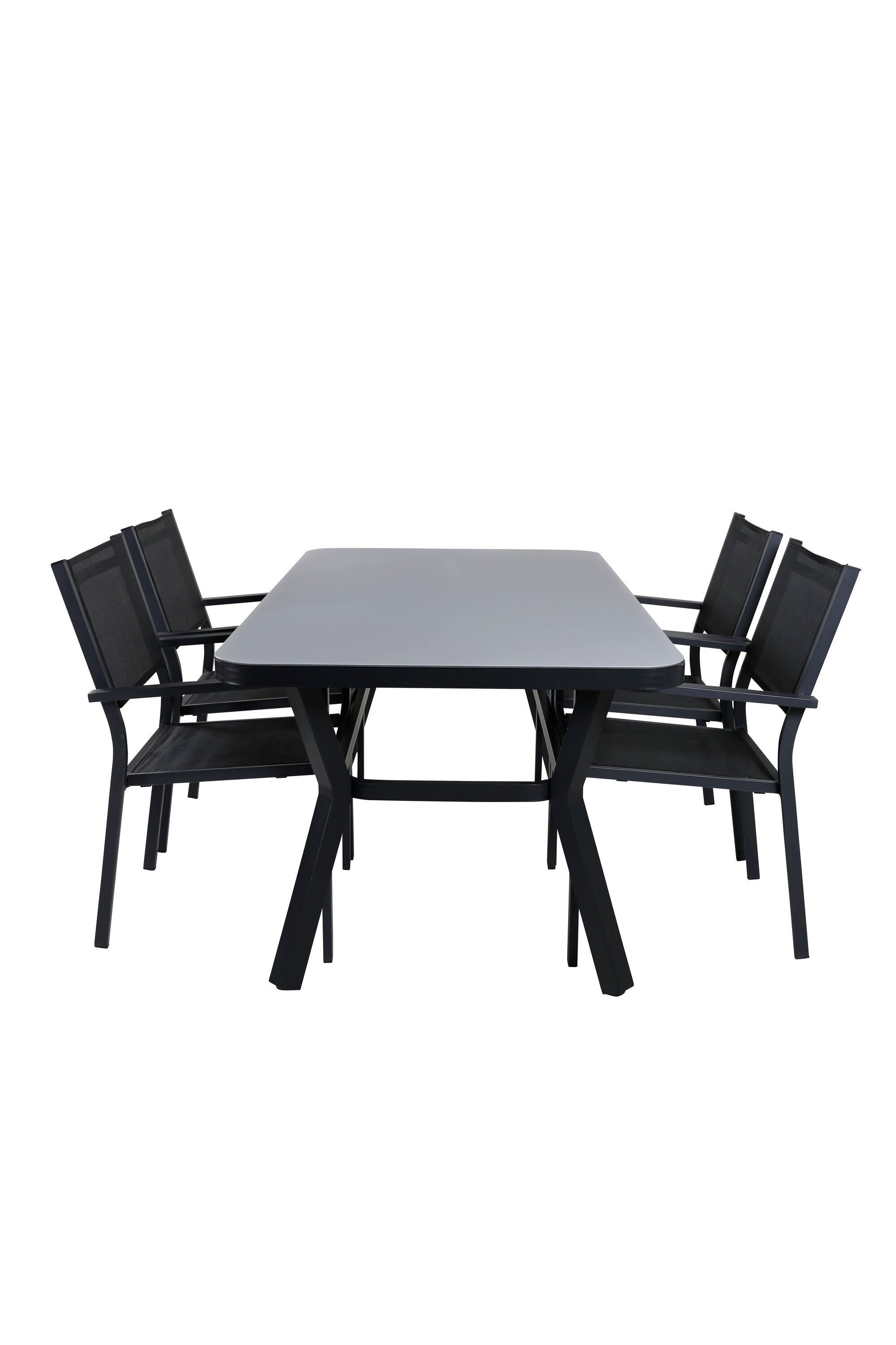 Virya Gartentisch Set mit 4 Stühlen in Schwarz Schwarz präsentiert im Onlineshop von KAQTU Design AG. Gartentischset ist von Venture Home