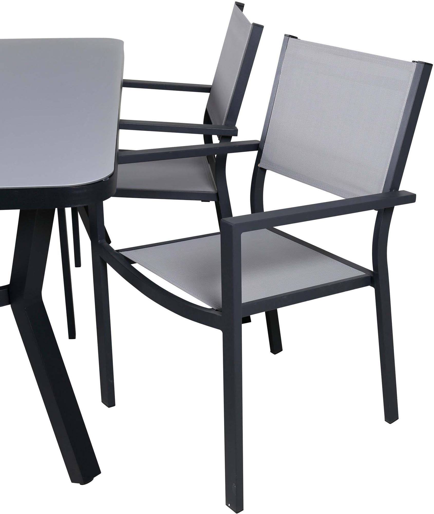 Virya Outdoor-Tischset + Copacabana 160cm/4St. in Schwarzgrau präsentiert im Onlineshop von KAQTU Design AG. Gartentischset ist von Venture Home