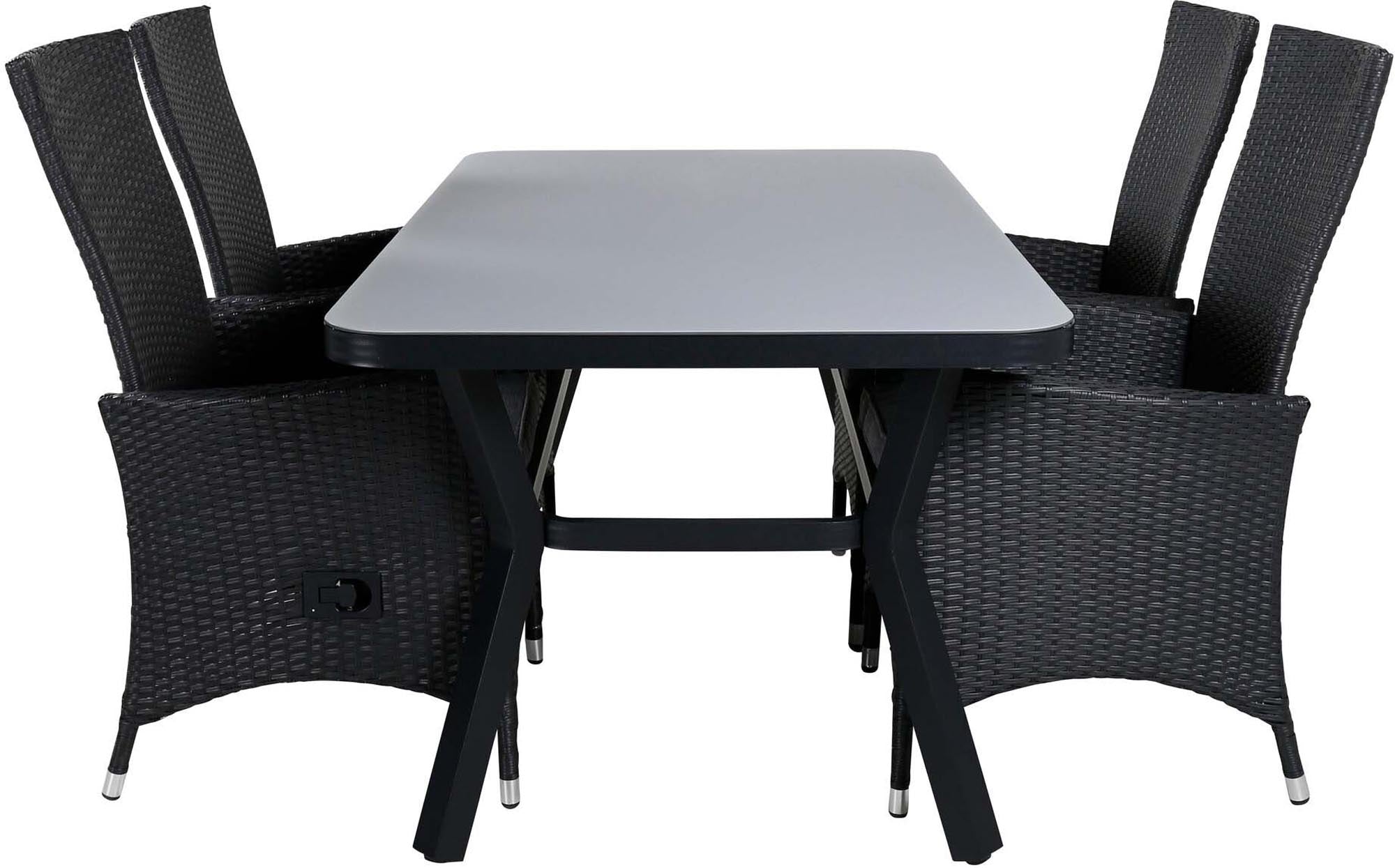Virya Outdoor-Tischset + Padova 160cm/4St. in Schwarzgrau präsentiert im Onlineshop von KAQTU Design AG. Gartentischset ist von Venture Home