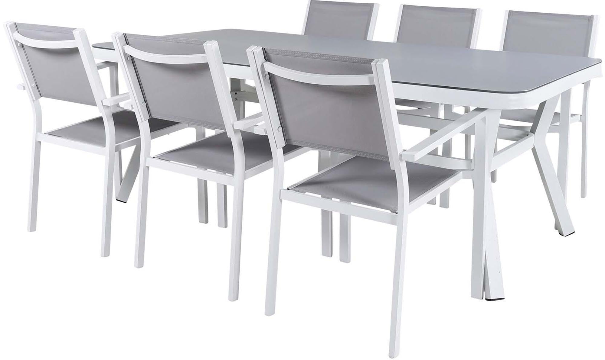 Virya Outdoor-Tischset + Copacabana 200cm/6St. in Grau präsentiert im Onlineshop von KAQTU Design AG. Gartentischset ist von Venture Home